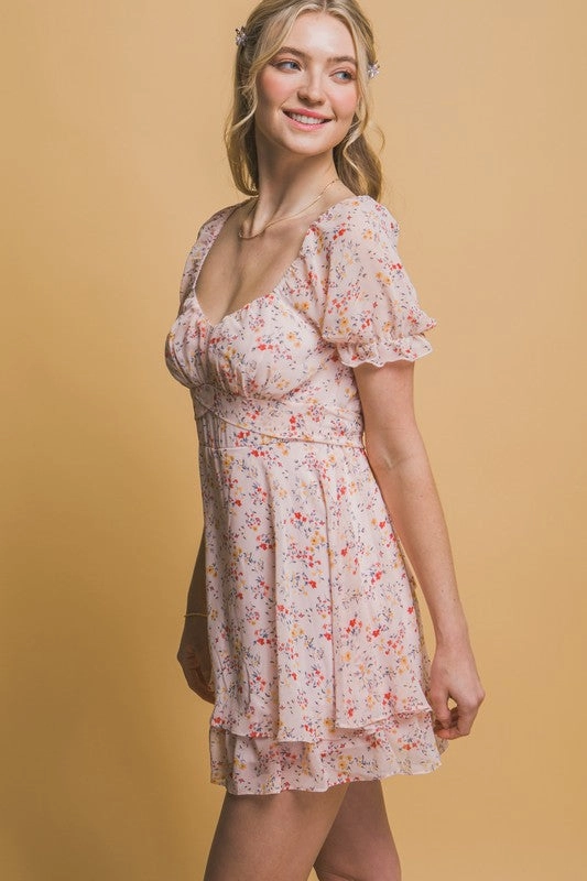 peacekeeping forces Chanel Floral Print Tie Waist Romper