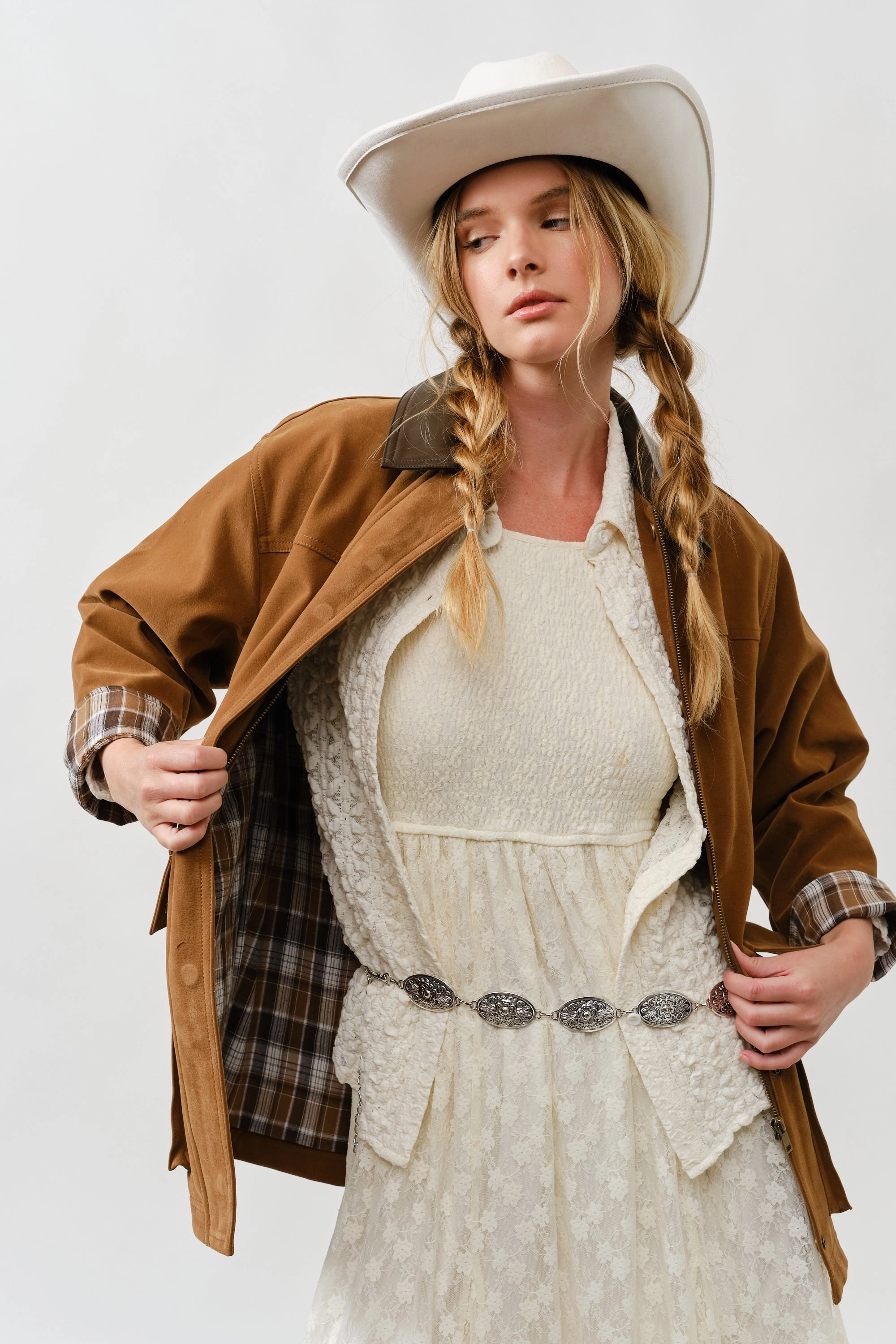 HypoallergenicFibers Suede Oversized Jacket - Camel