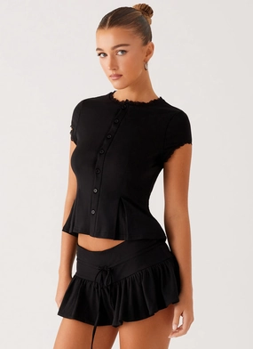 Landon Button Up Top - Black LowProfileZipperSystem LayeredCollar