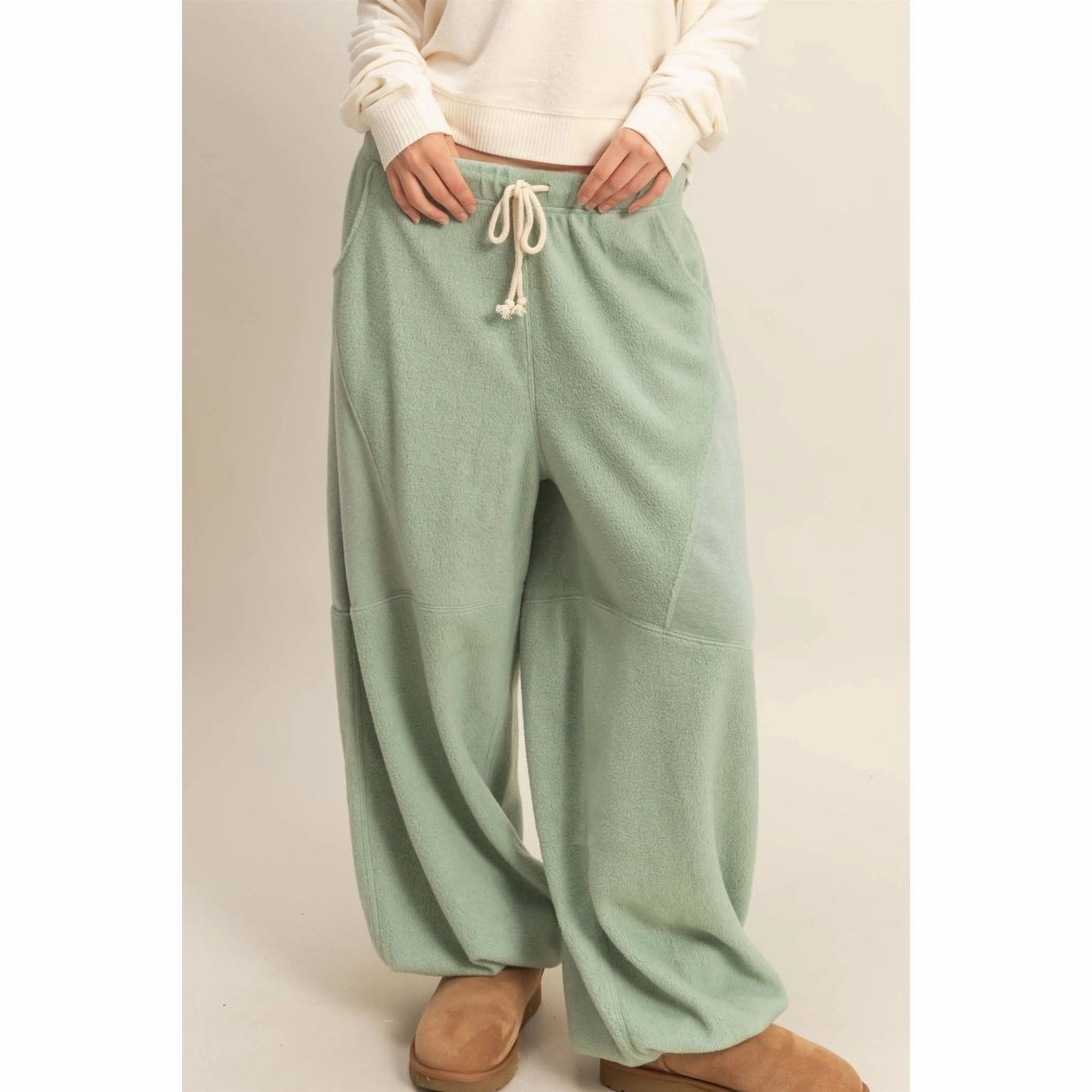 High Durability Stitching Non Binding Cuffs Cozy Contrast Sweatpants - Sage