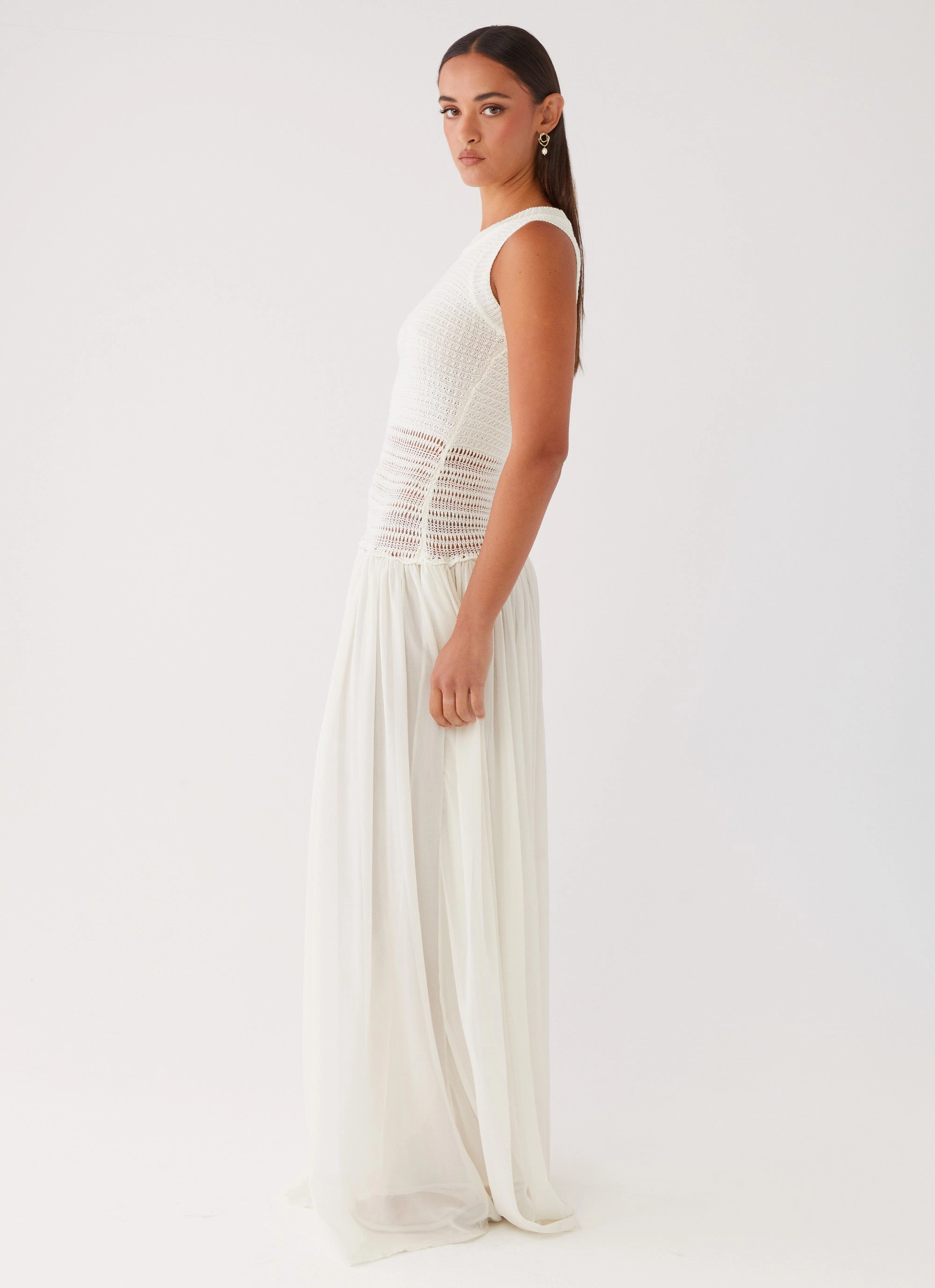 Off Grid Crochet Maxi Dress - White Street Mood