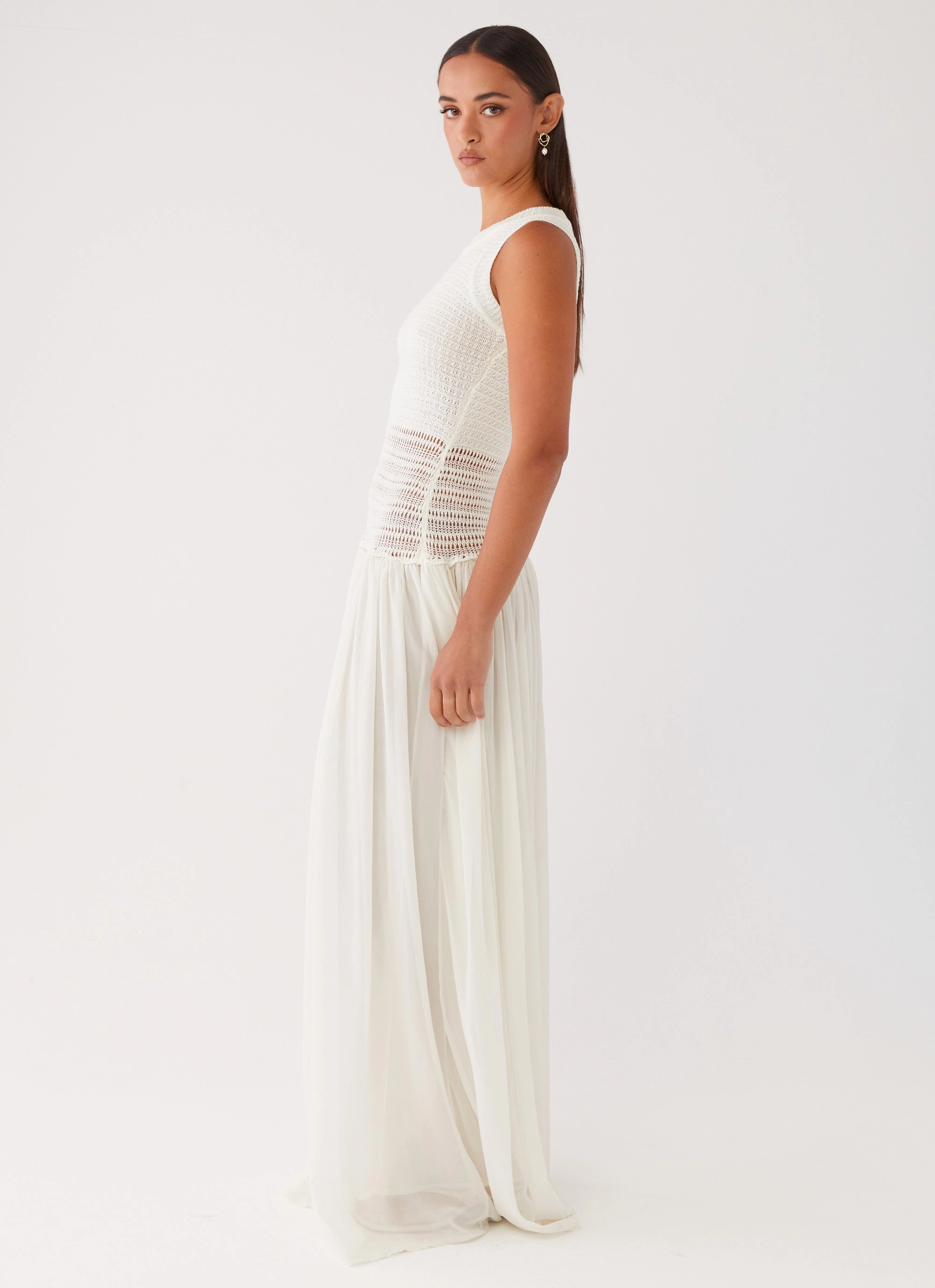 Off Grid Crochet Maxi Dress - White Light and breezy summer dress