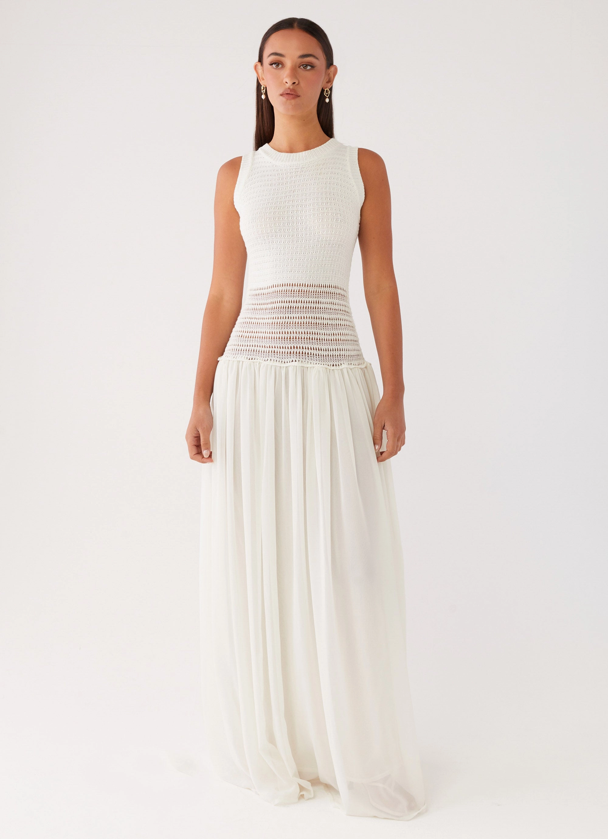 Off Grid Crochet Maxi Dress - White Easy Flow