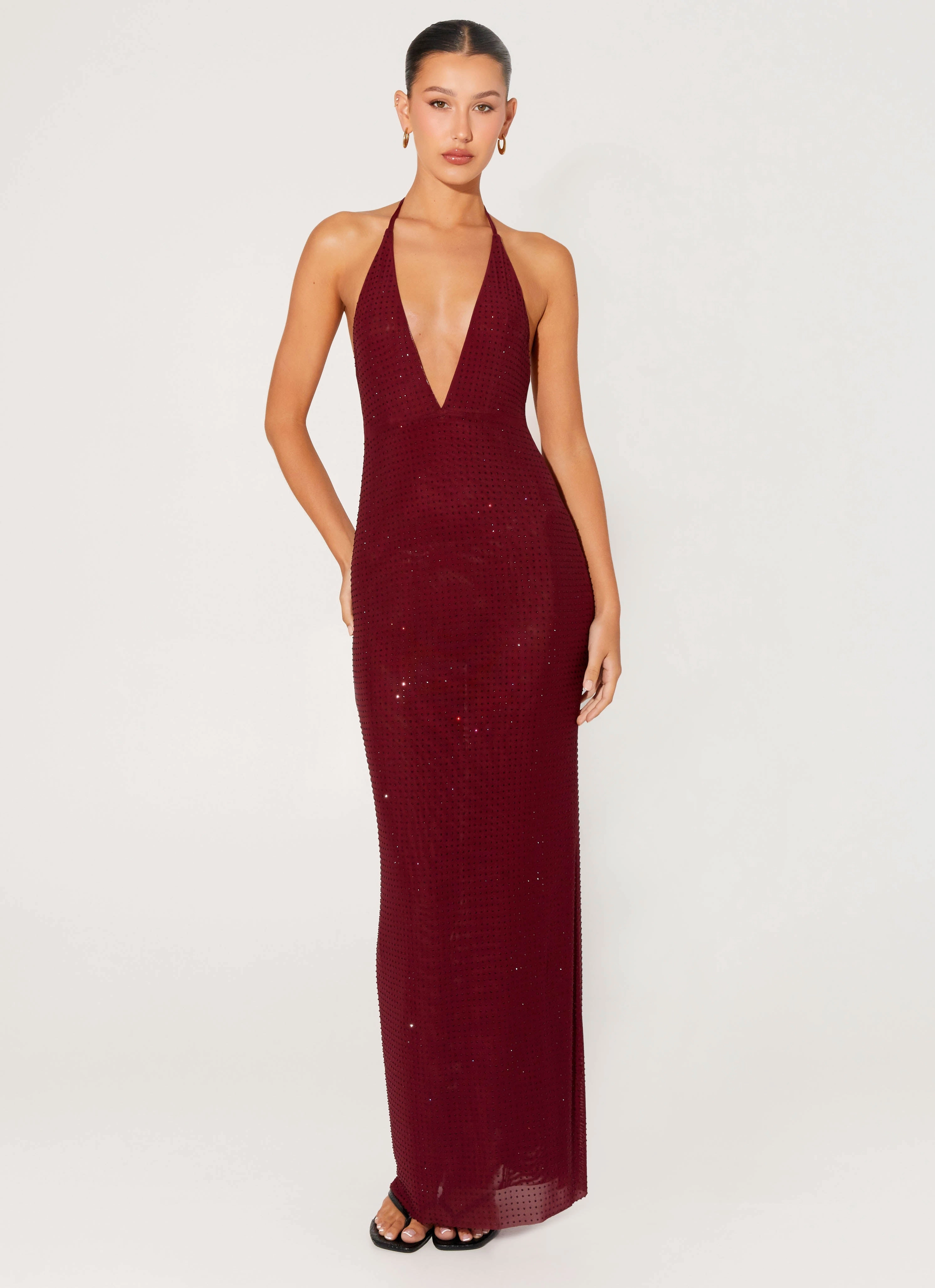 soft look Keliese Beaded Maxi Dress - Burgundy