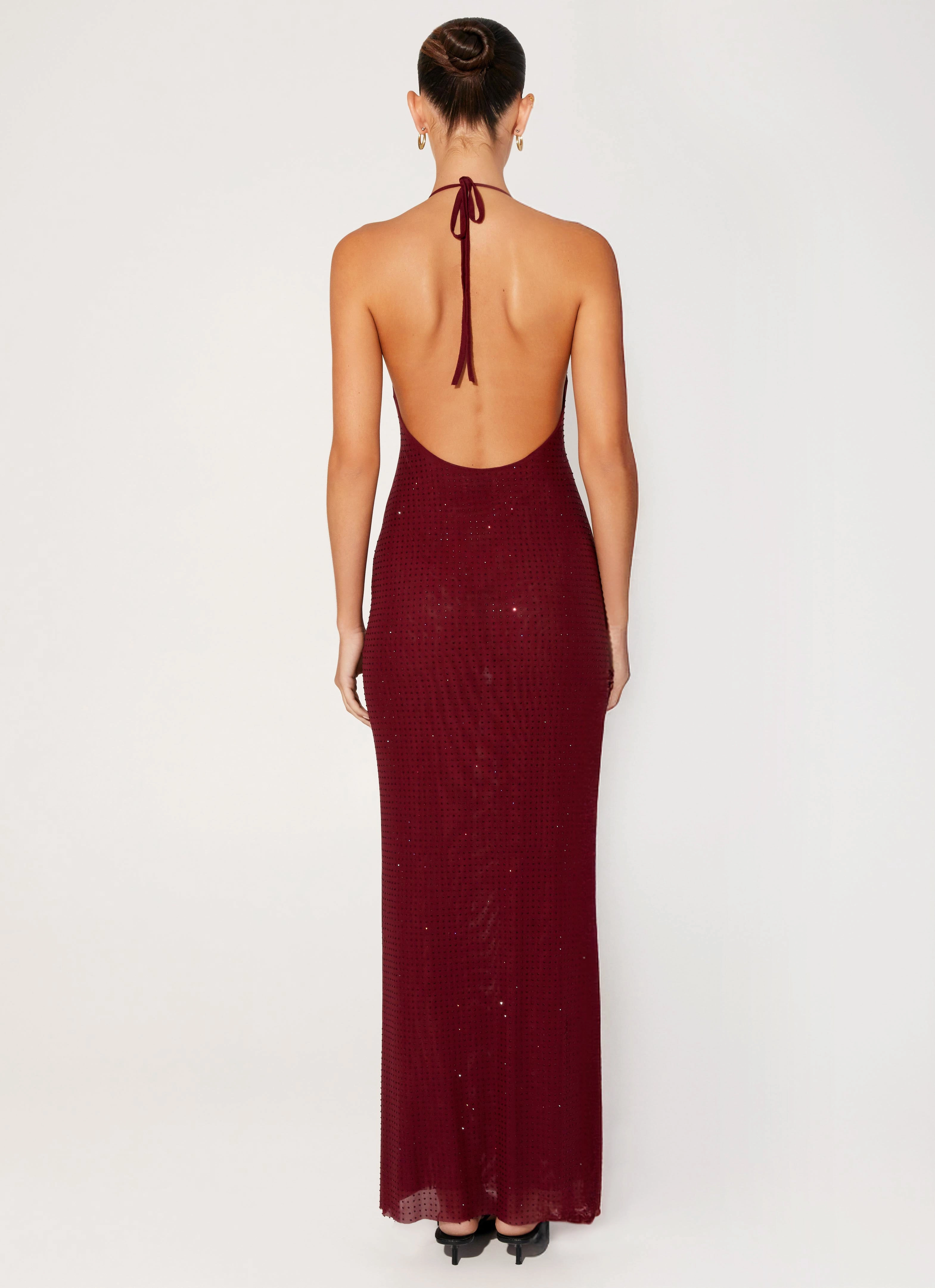 Keliese Beaded Maxi Dress - Burgundy Gender Free