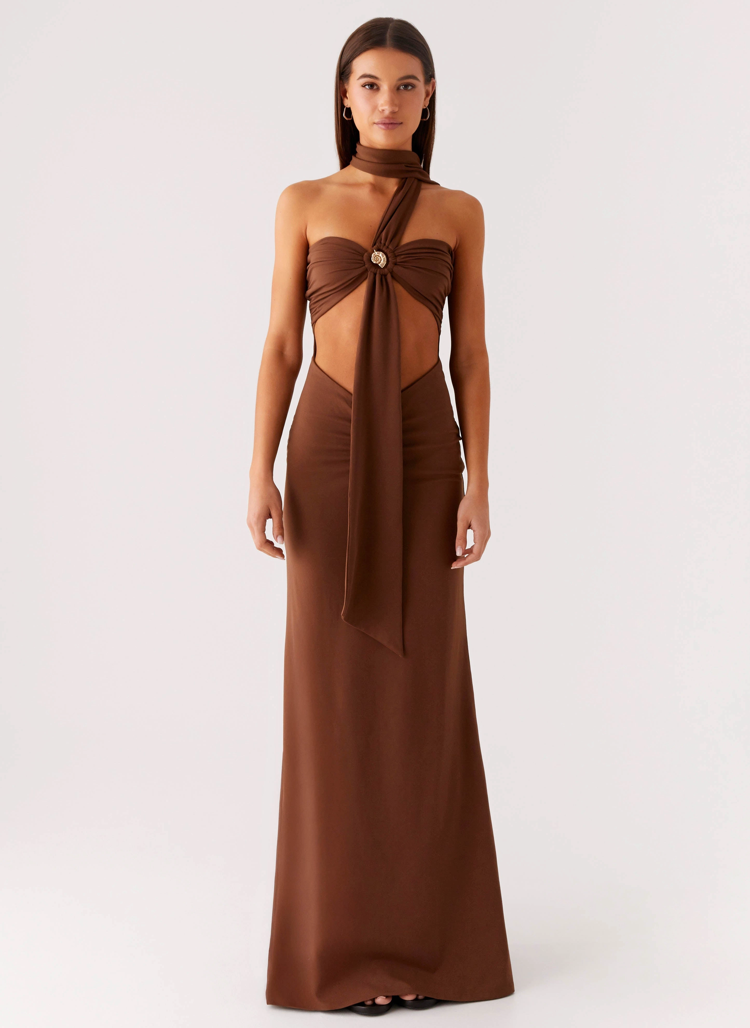 Comfy and Elegant Olive Bloom Maxi Dress - Chocolate