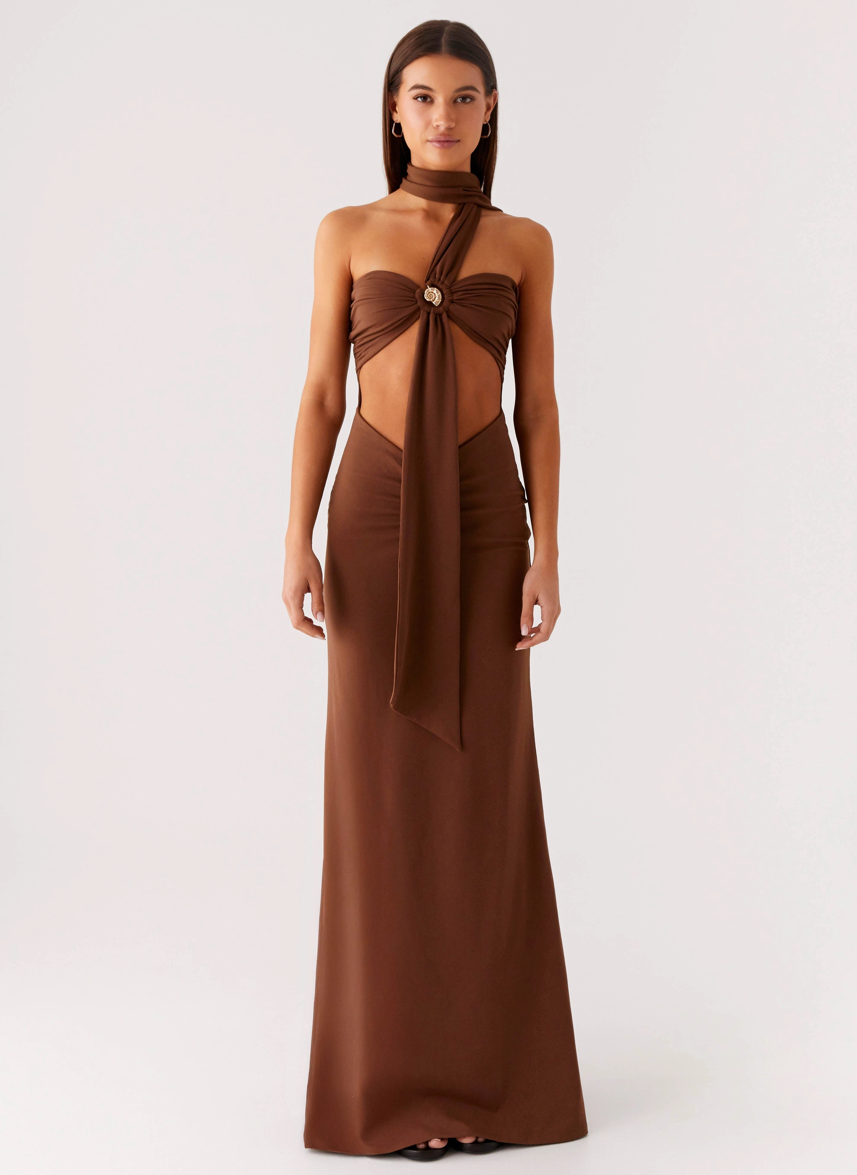 Smart Layer Olive Bloom Maxi Dress - Chocolate