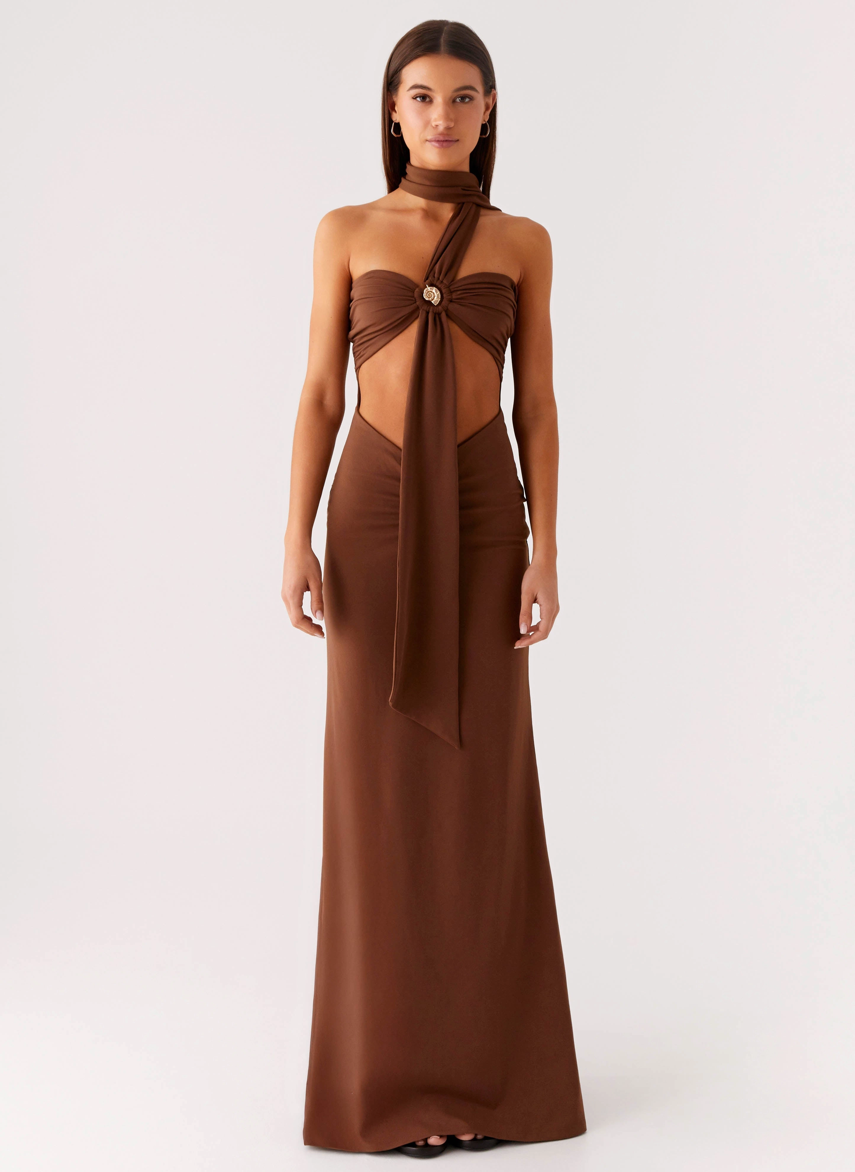 Street Mood Olive Bloom Maxi Dress - Chocolate