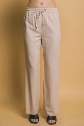 Olivia Drawstring Waist Linen Pants StretchWaistband