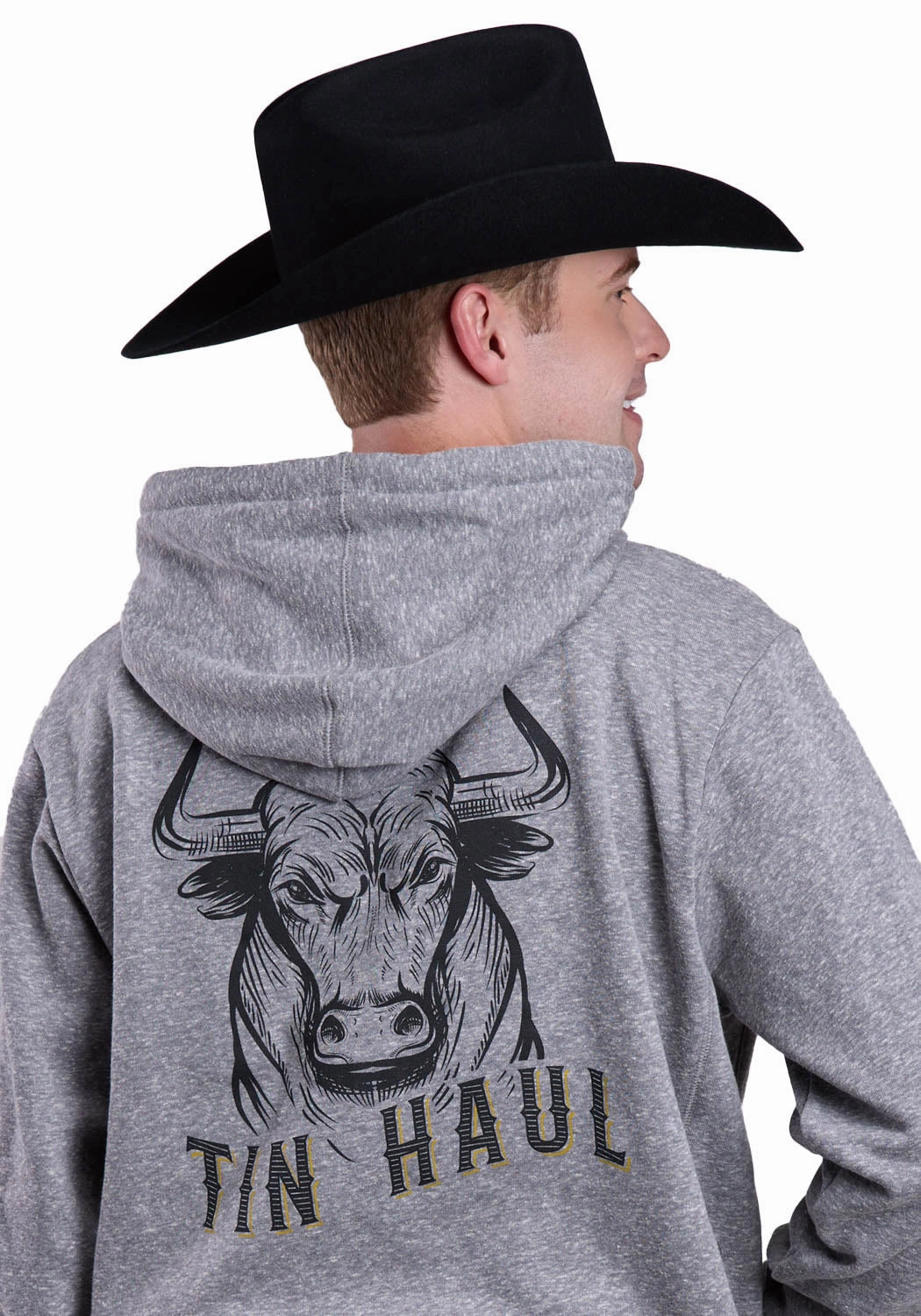 Collar Stabilization System Low Bulk High Warmth Tin Haul Mens Bold Bull Grey Cotton Blend Hoodie