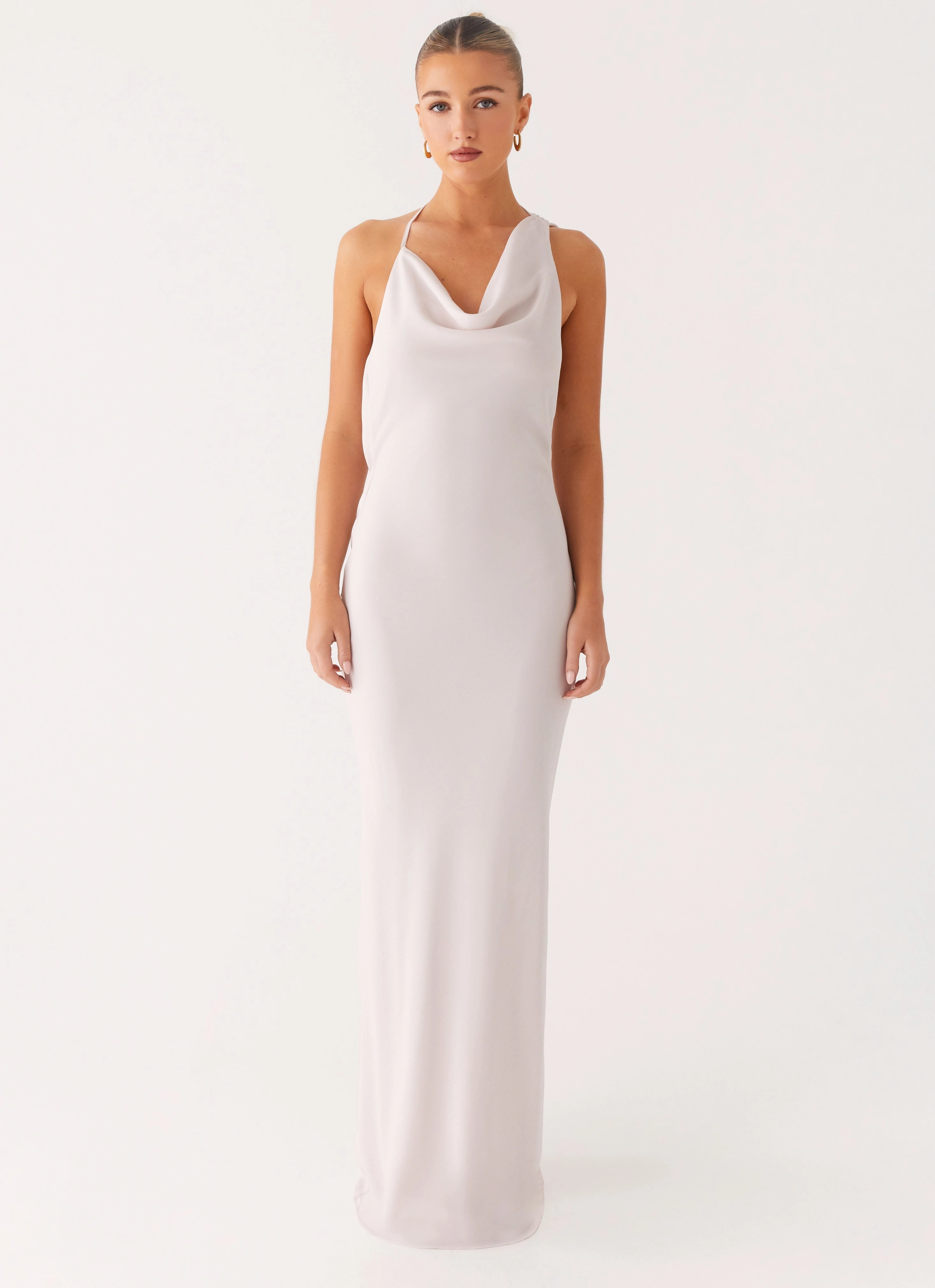 Opal Glow Maxi Dress - Off White Vibrant evening gown Elastic-Waist