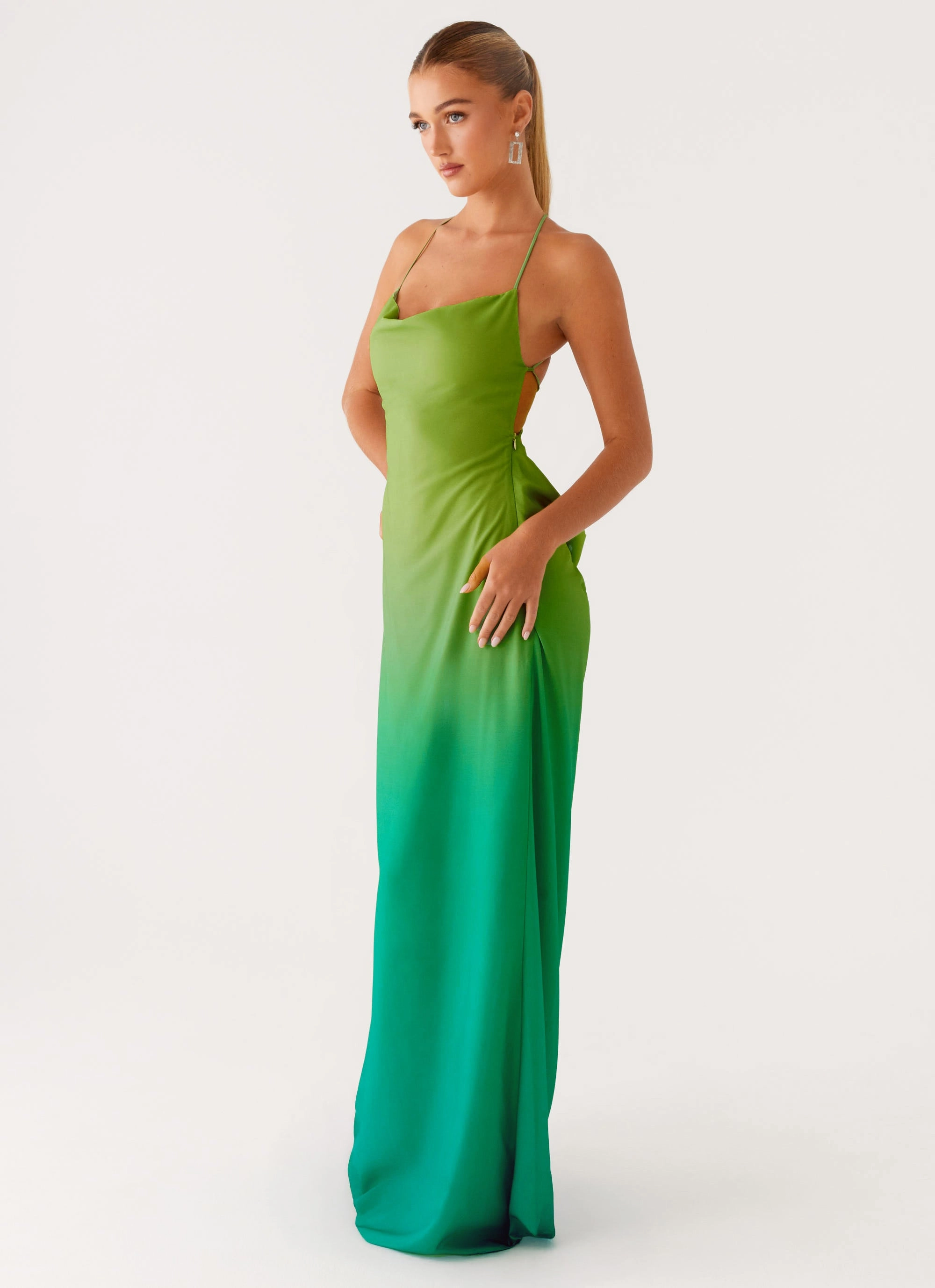 Sleek Vibe Opposites Attract Maxi Dress - Green Ombre