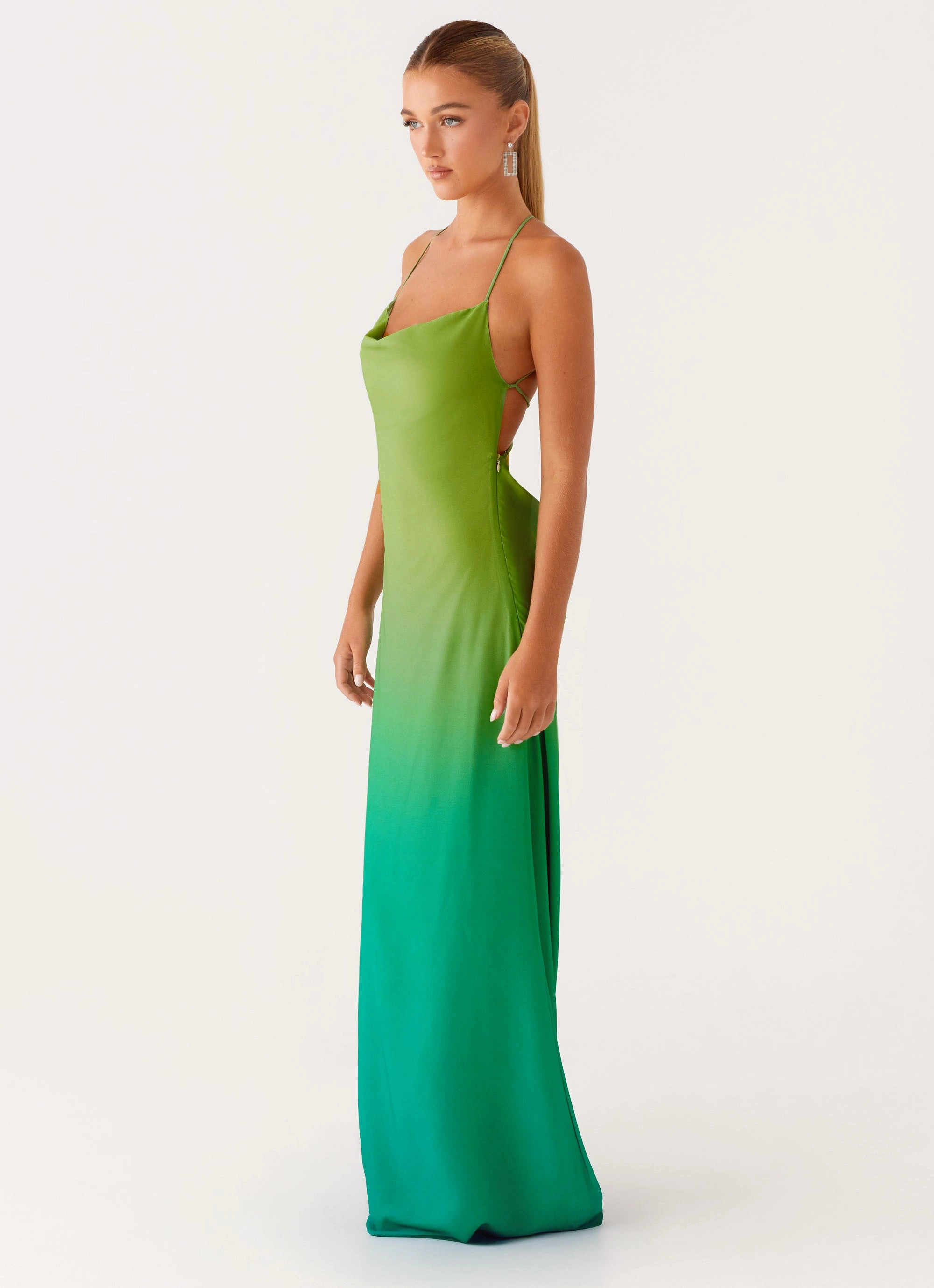 Opposites Attract Maxi Dress - Green Ombre Basic essential Peplum-Style