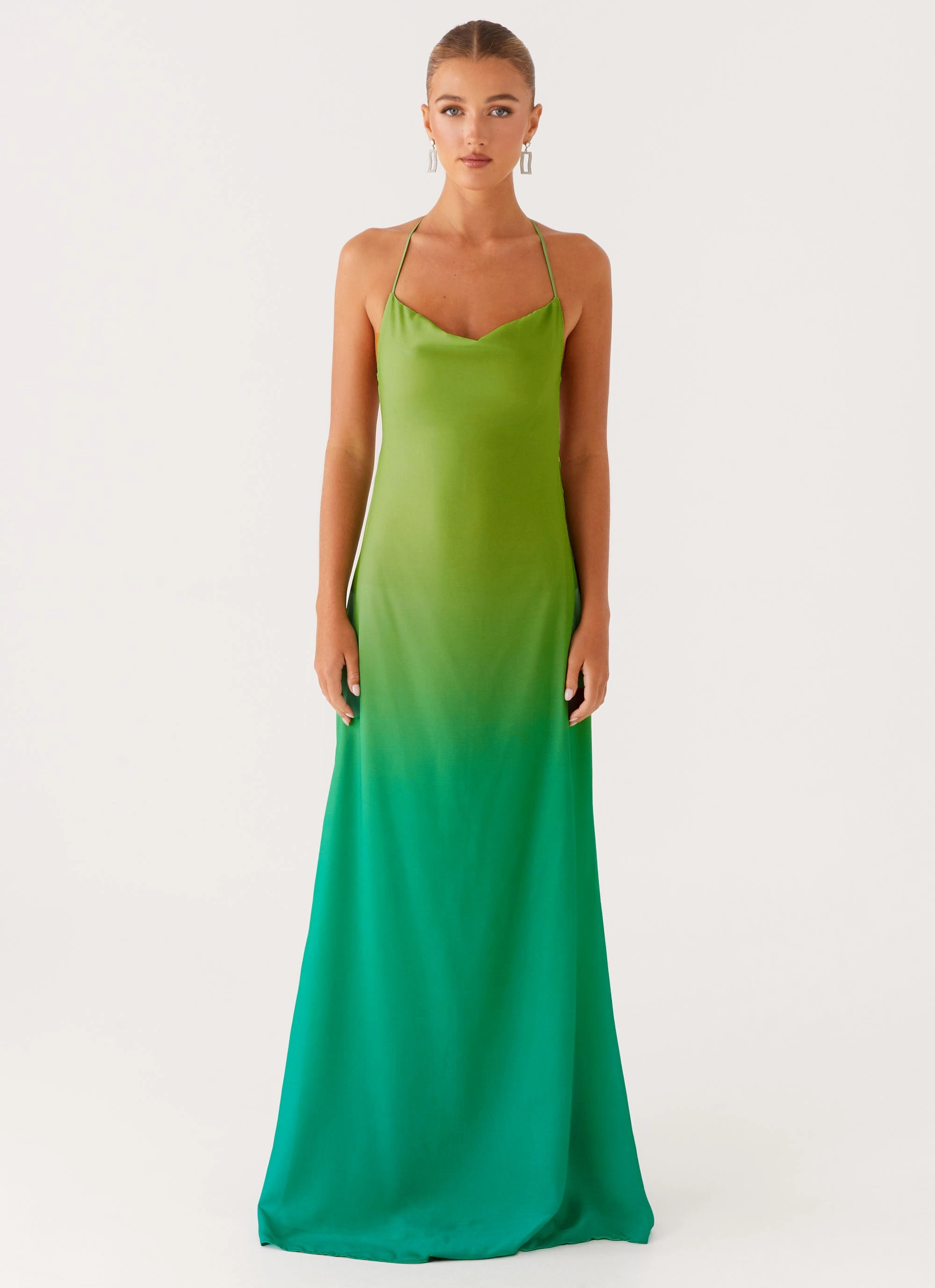 Minimalist fit-and-flare NonSlipClosure Opposites Attract Maxi Dress - Green Ombre