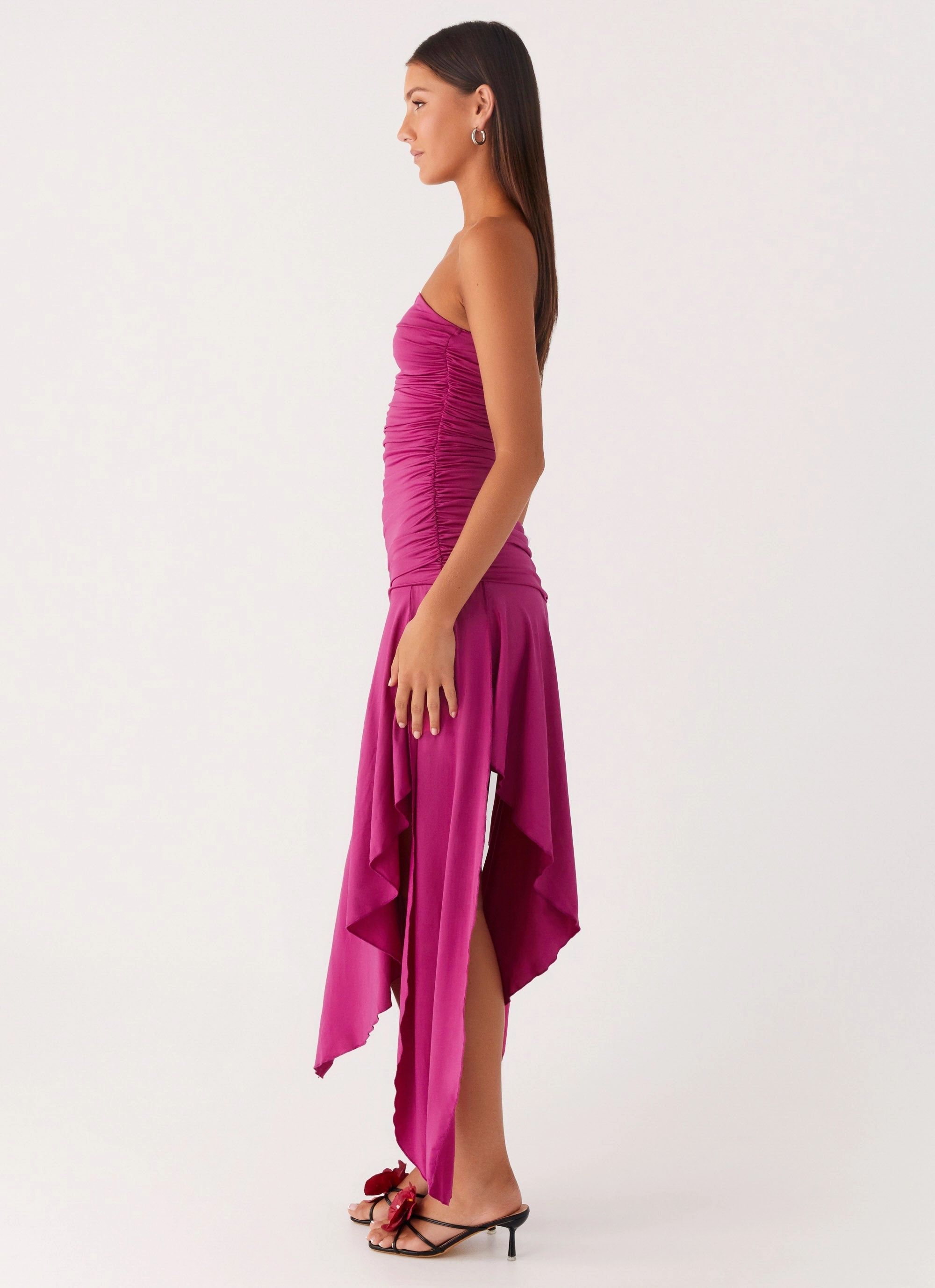 Ora Strapless Maxi Dress - Fuchsia Layerable Piece Autumn Look
