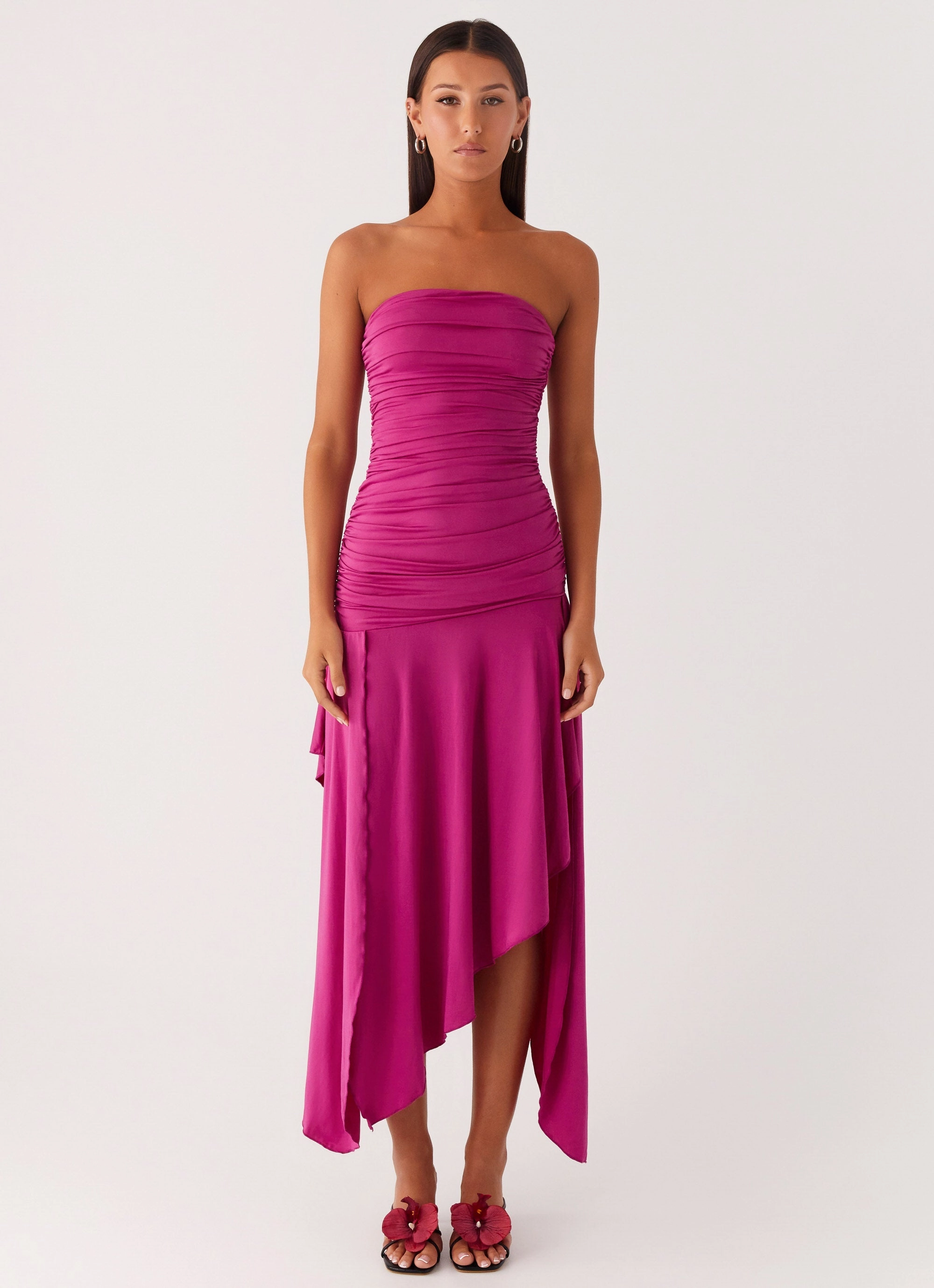 Smart Look Ora Strapless Maxi Dress - Fuchsia