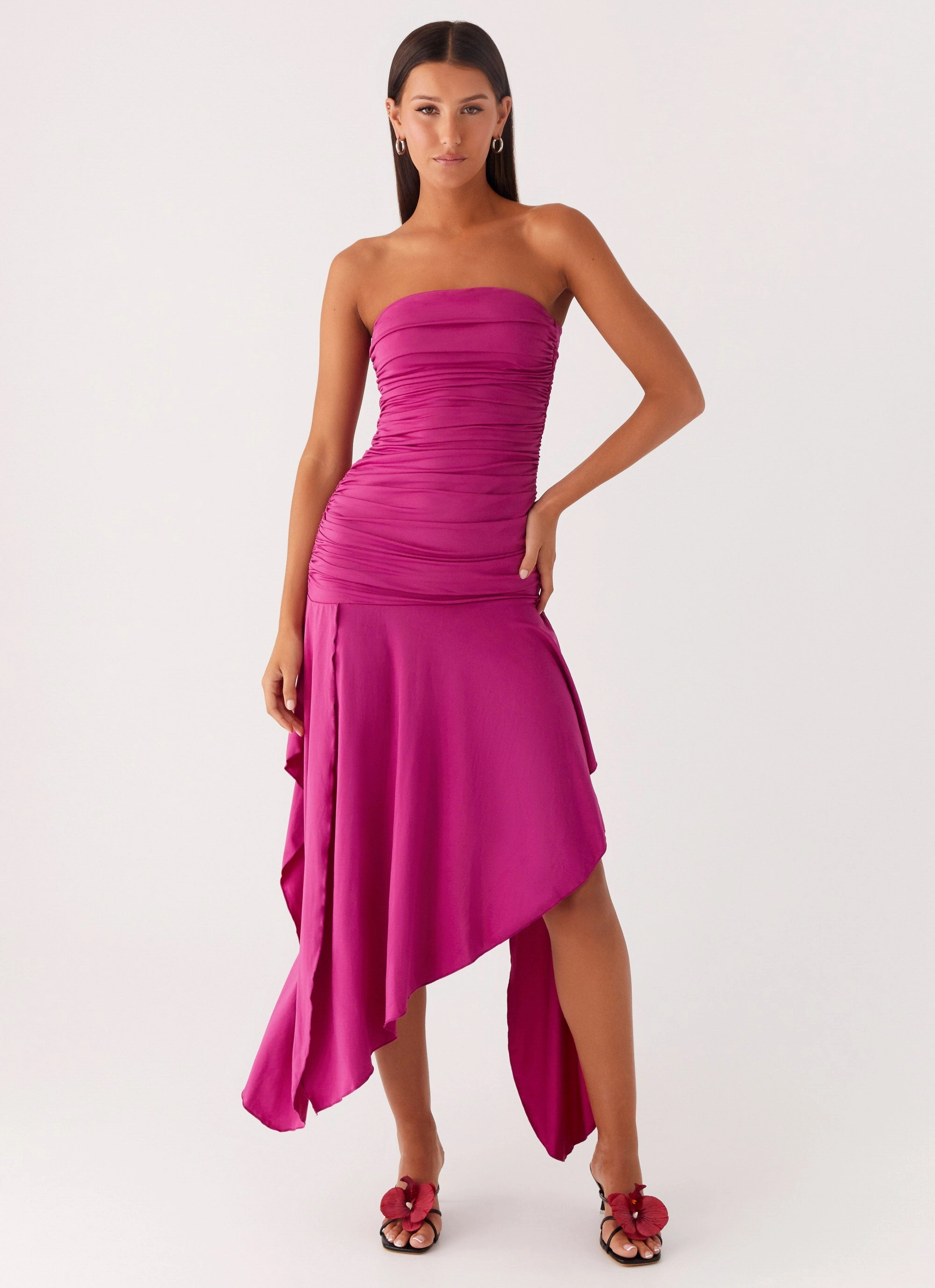 Ora Strapless Maxi Dress - Fuchsia Comfy and Chic