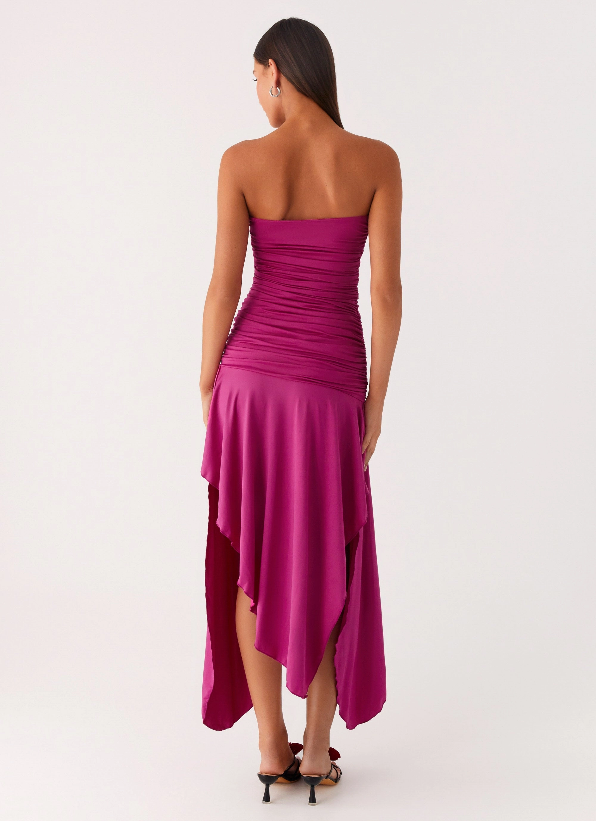 Chic Comfort Look Magnetic-Closure Ora Strapless Maxi Dress - Fuchsia