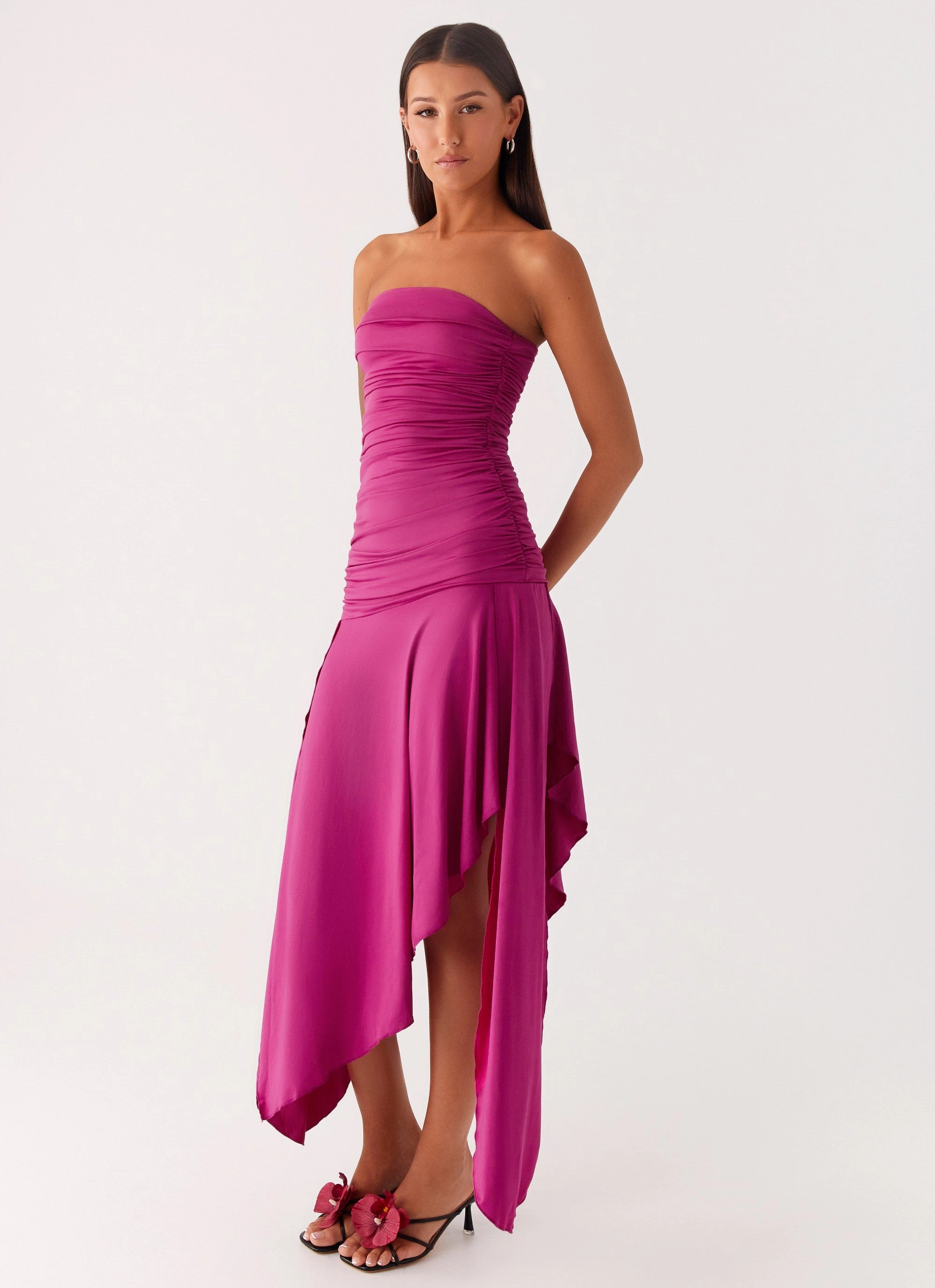 Glamorous look Timeless Line Ora Strapless Maxi Dress - Fuchsia