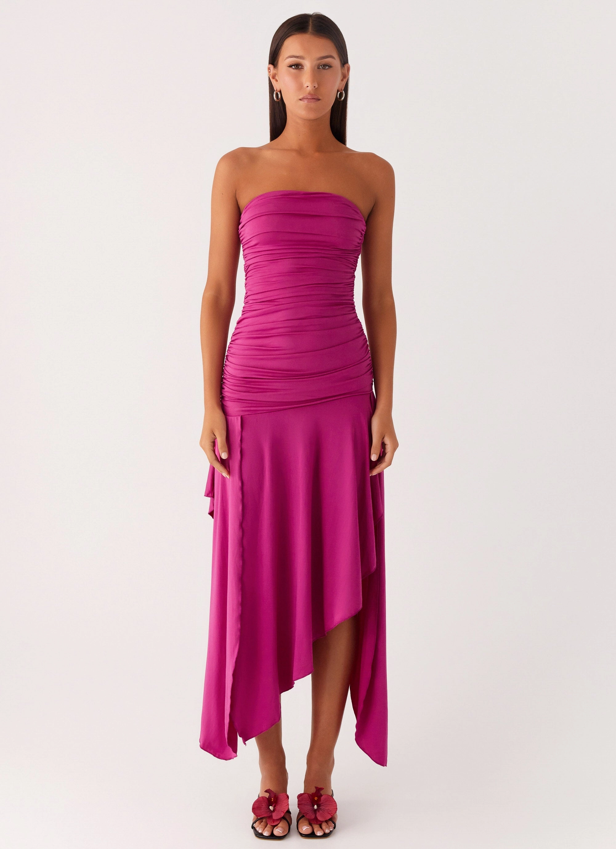 Ora Strapless Maxi Dress - Fuchsia Clean Stitch Modern Staple