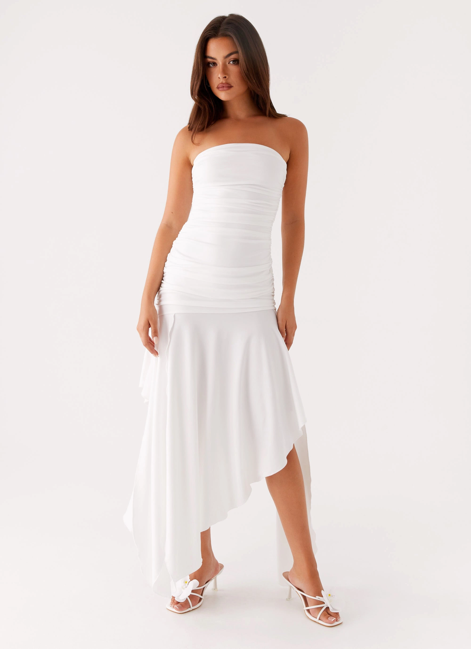 Ora Strapless Maxi Dress - White Open-back Festival Mood