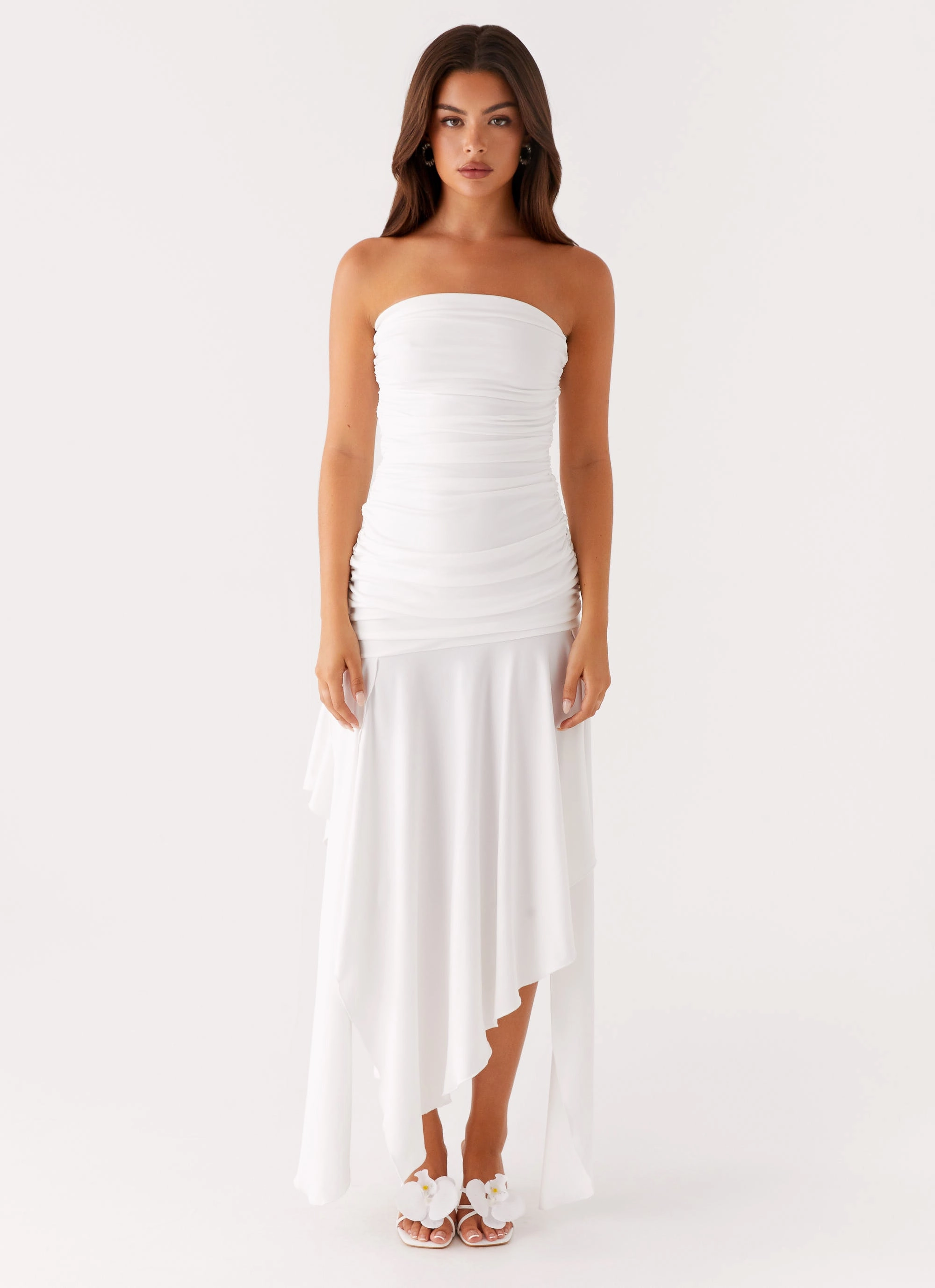Contemporary Layer Odor-Control Ora Strapless Maxi Dress - White