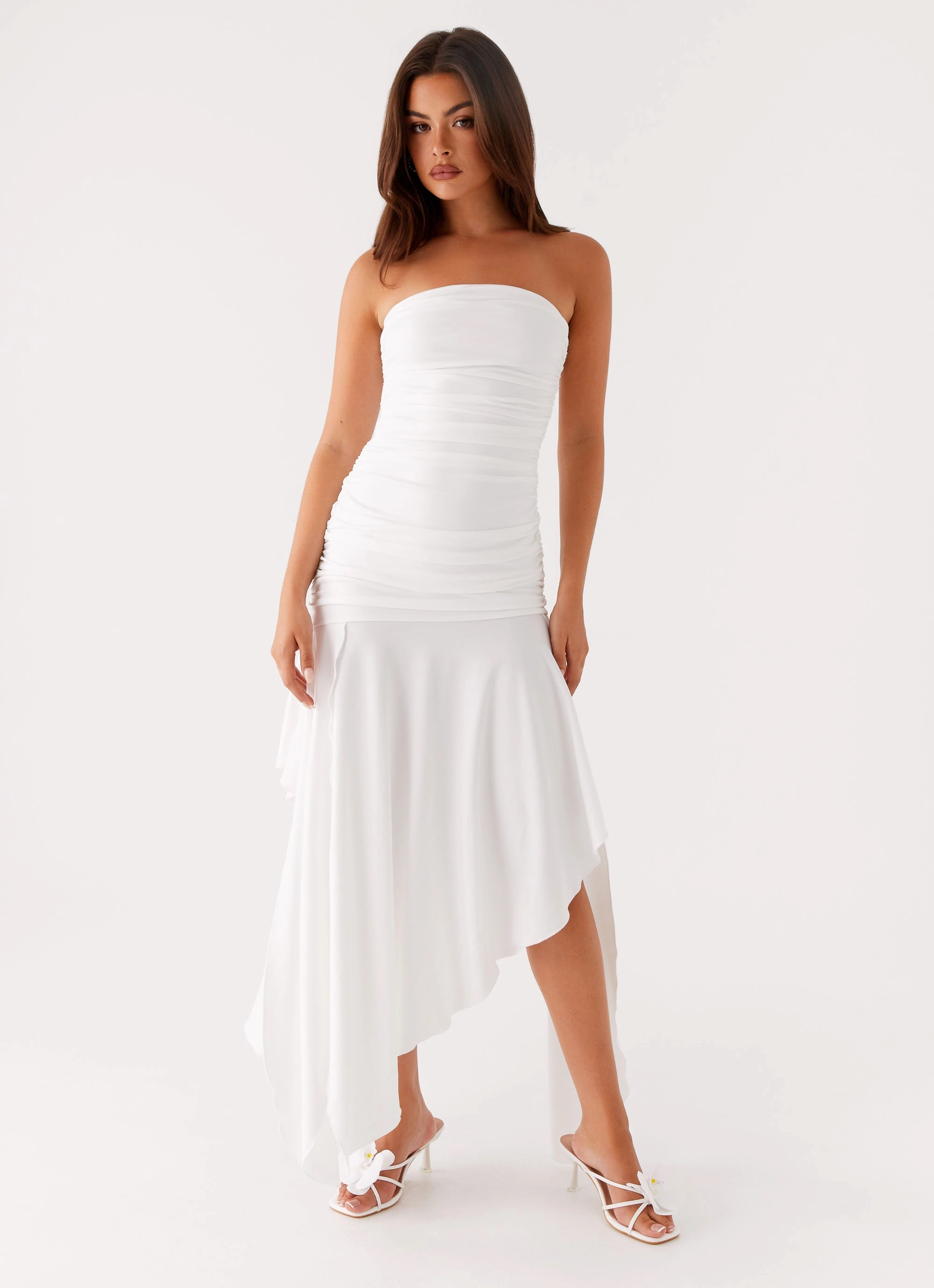 Quick Elegance Trendy Fit Look Ora Strapless Maxi Dress - White