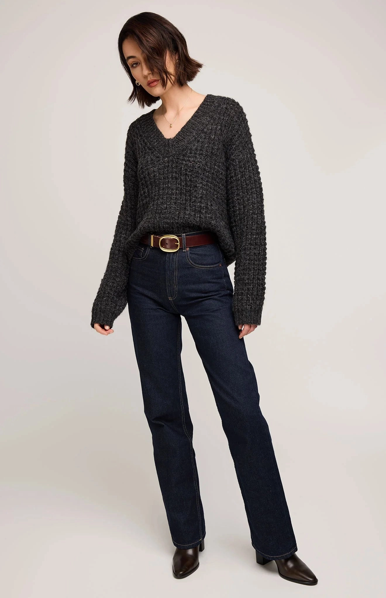 Willow V-Neck Sweater High Thread Count Cotton
