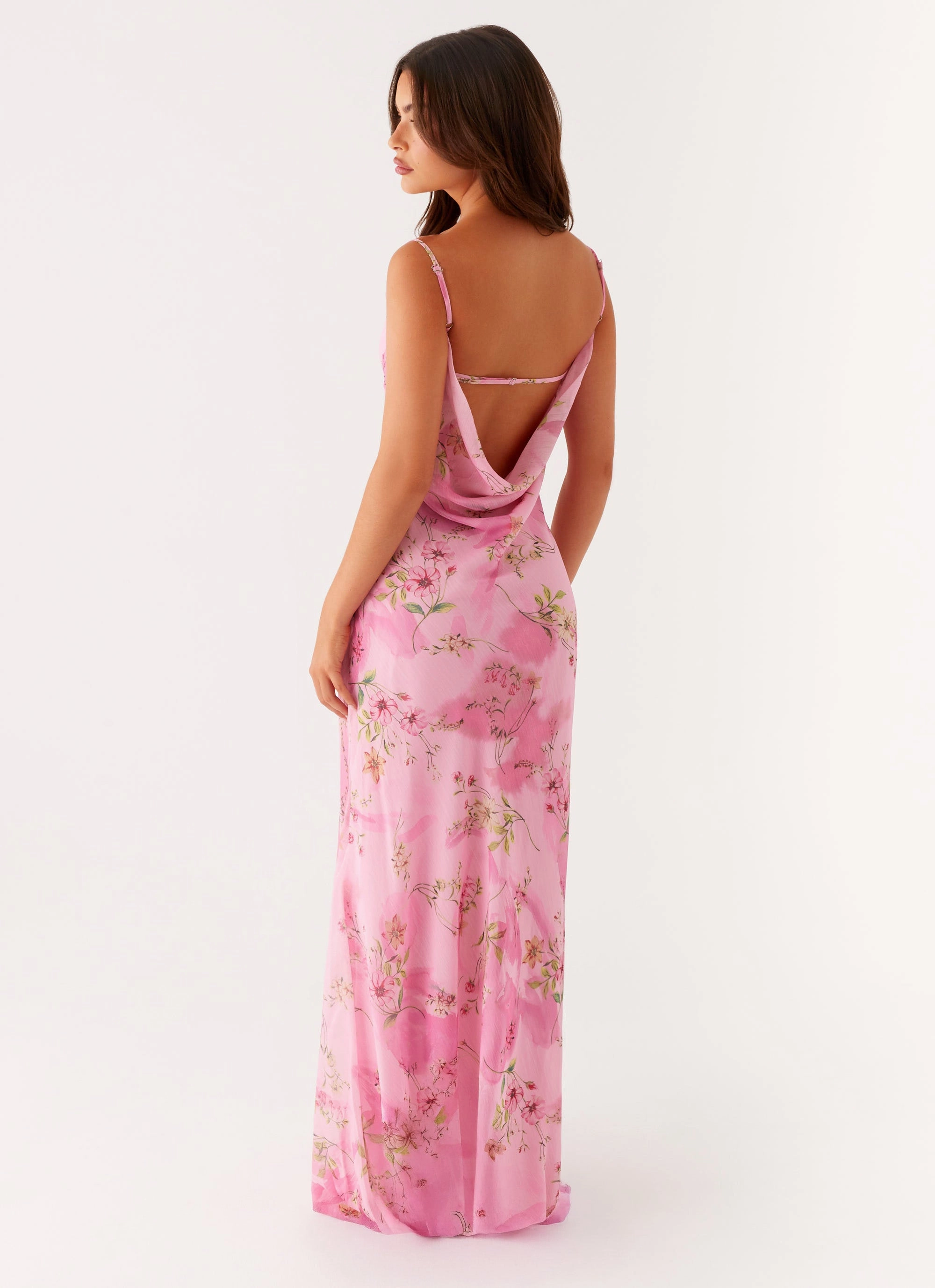 Orlando Maxi Dress - Pink Floral Print Fit Mood Casual Chic Wear