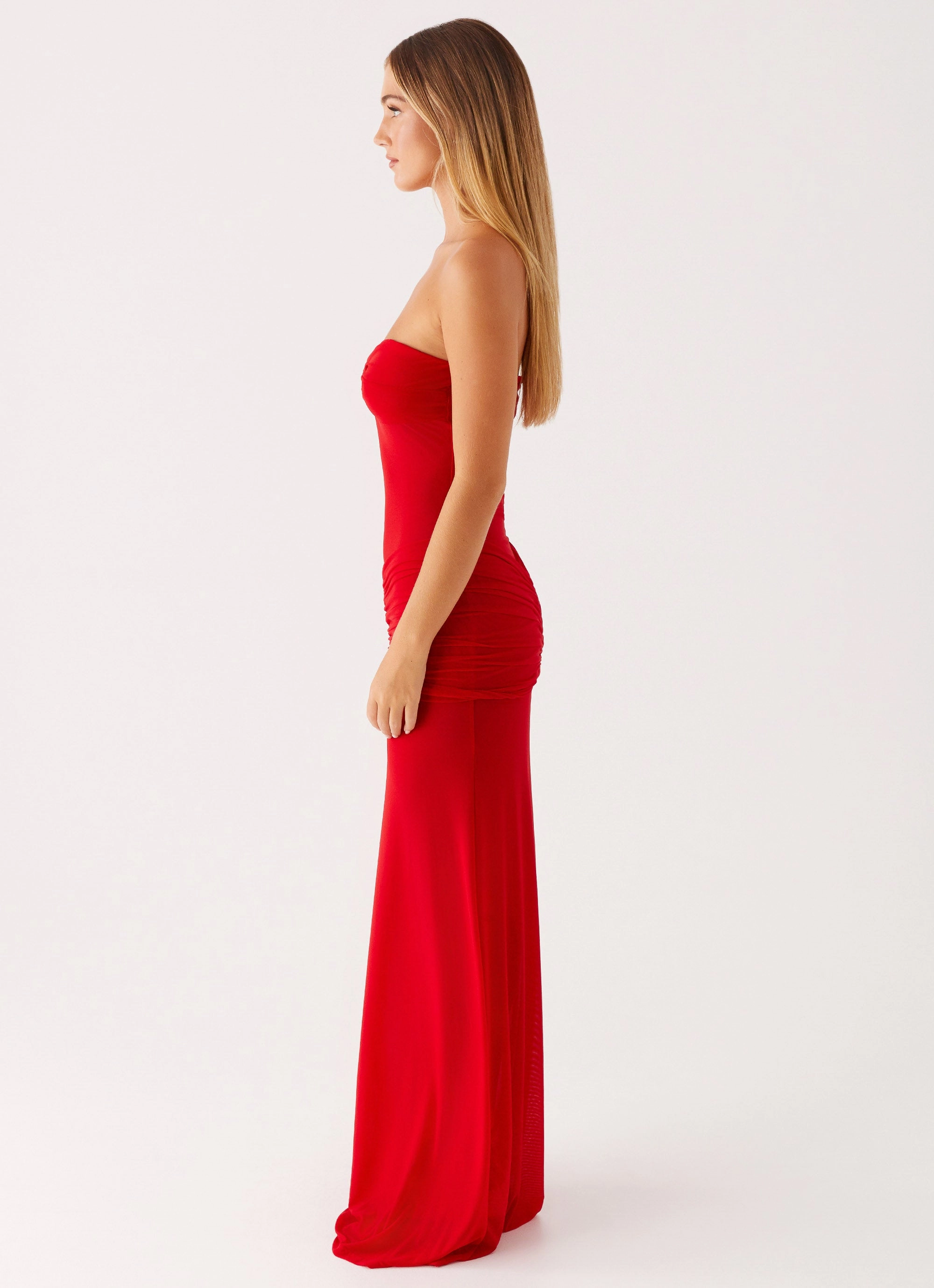 Ottilie Mesh Maxi Dress - Red Relaxed Line Casual Comfort Wear