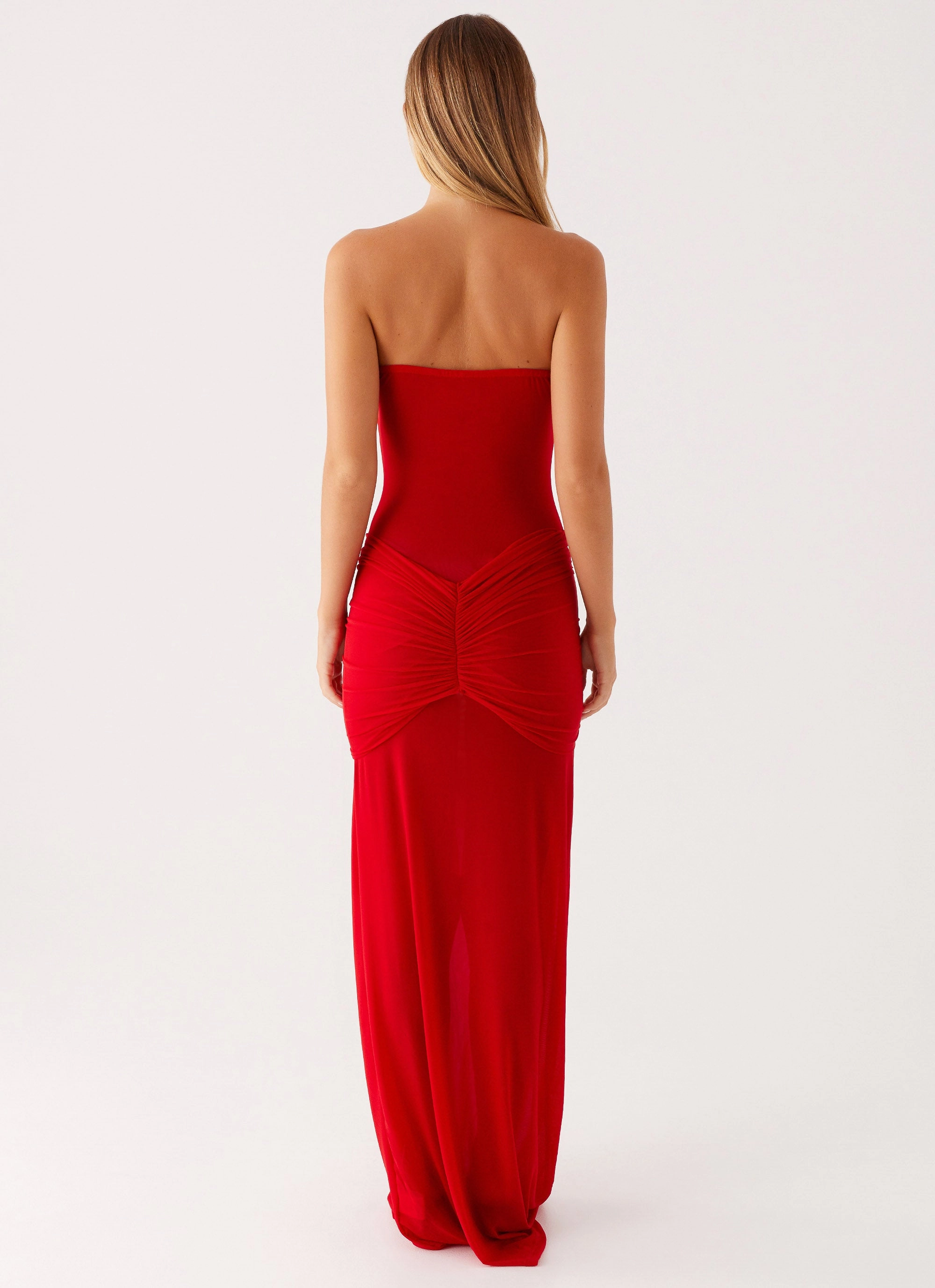 Ottilie Mesh Maxi Dress - Red Fitted Style Seasonal Must-Have