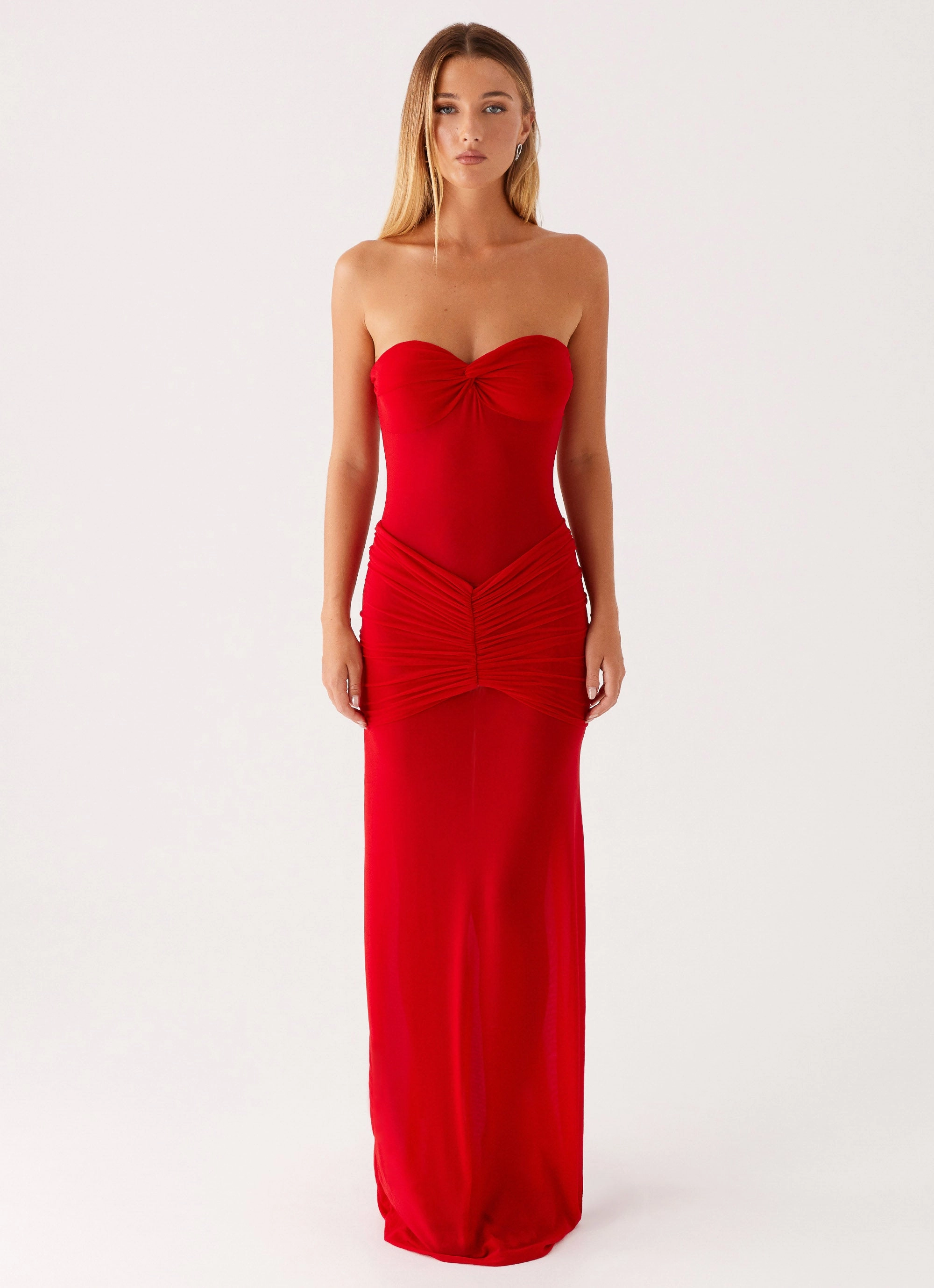 Timeless Look Wear Ottilie Mesh Maxi Dress - Red