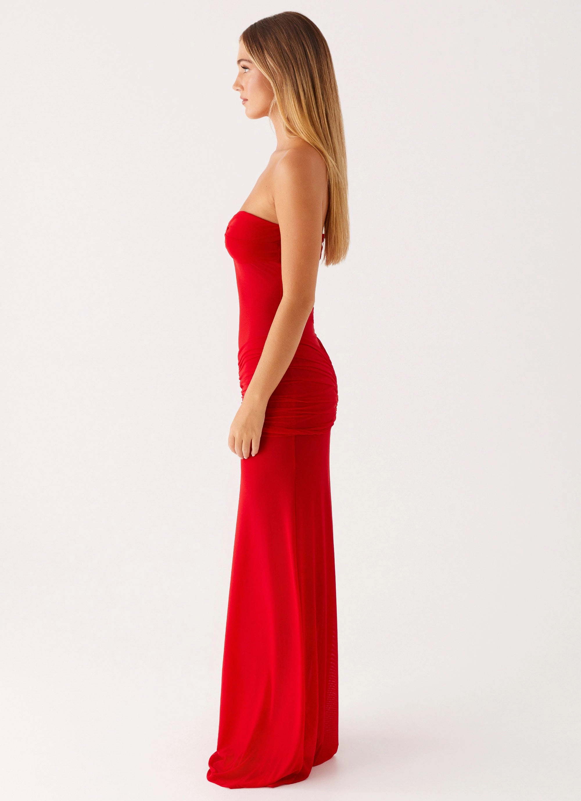 Ottilie Mesh Maxi Dress - Red Artistic Edge single wear
