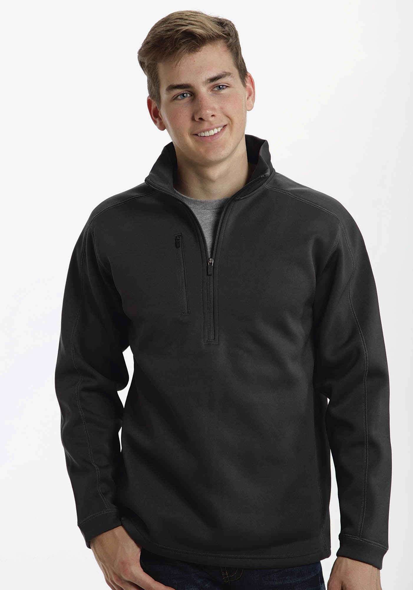 Dry Fast Ouray Mens Grey 100% Cotton USA 1/4 Zip Jacket