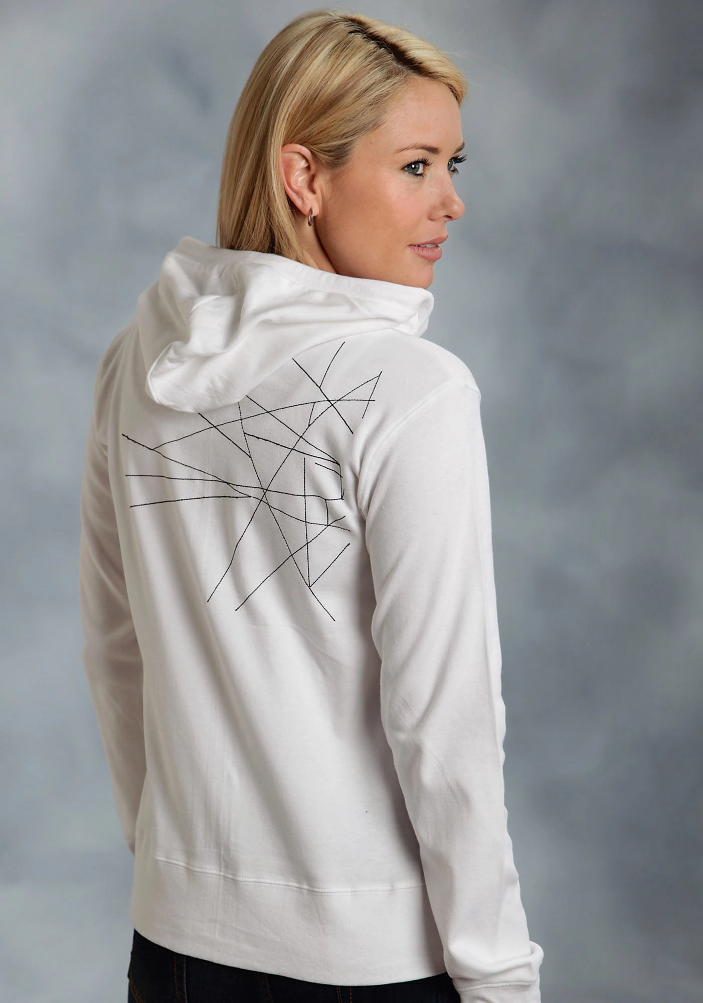 Ouray Womens White 100% Cotton USA Stitches Hoodie Snuggly Pieces