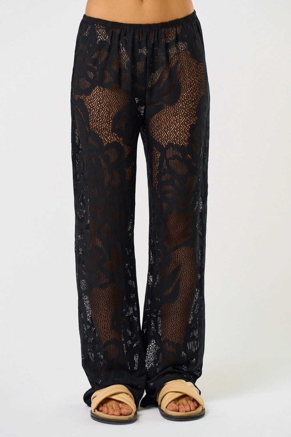 Lace Cover Up Pants - Black StretchFabric