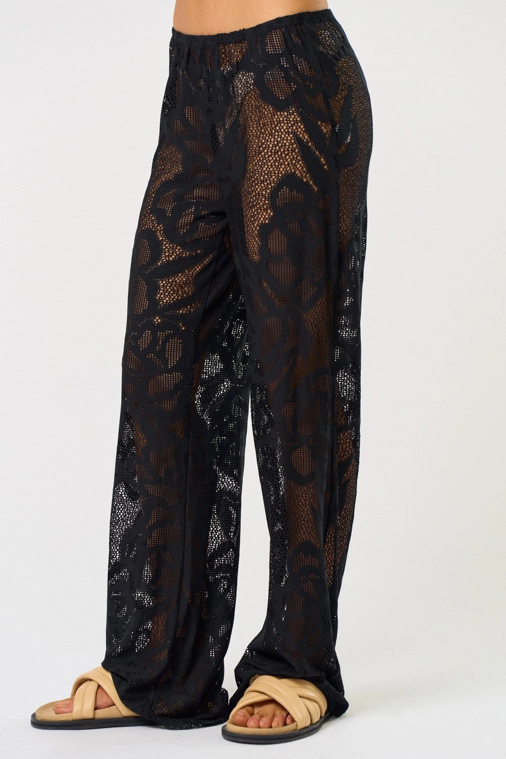 Lace Cover Up Pants - Black Durable Blend