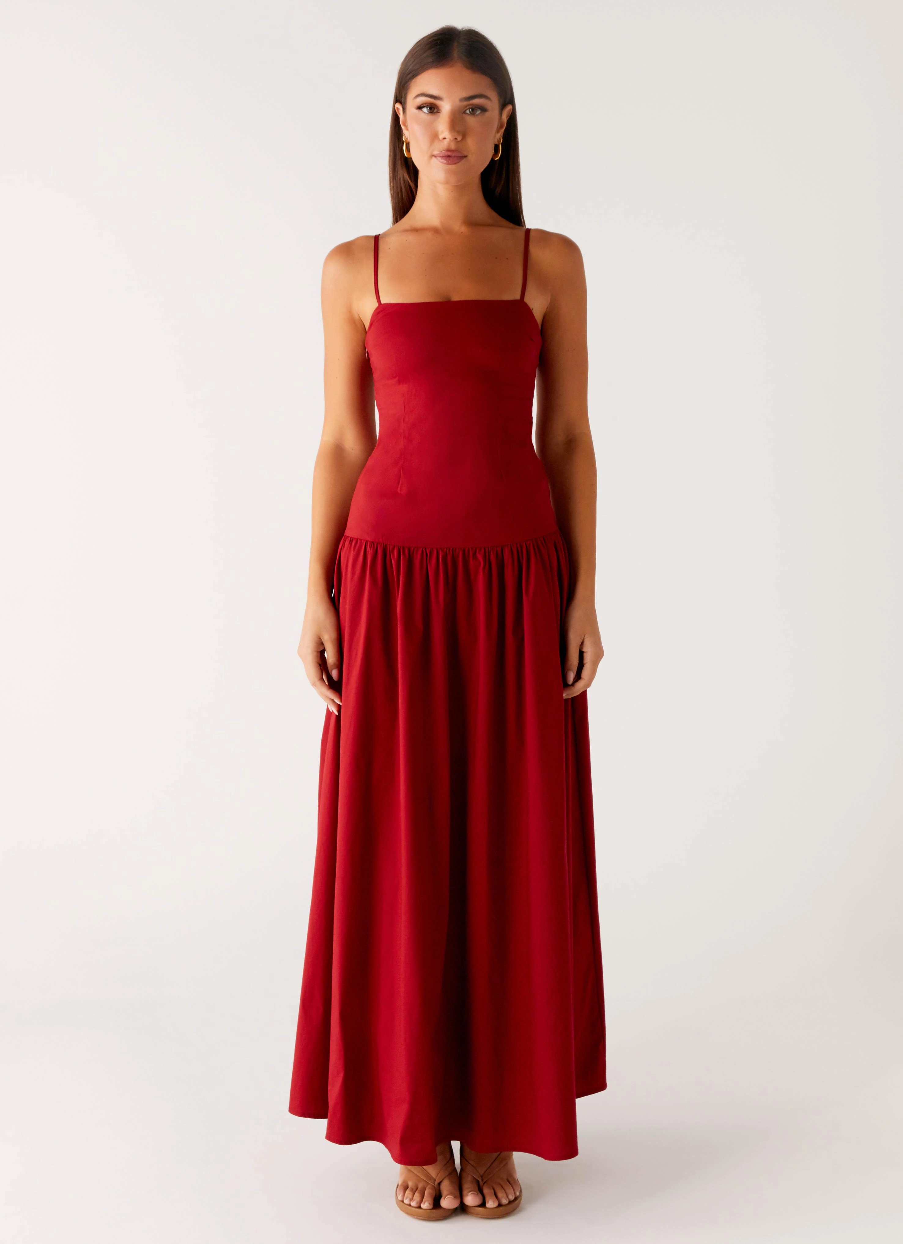 Vince Cami Maxi Dress - Deep Red Texture Play Basic Fashion