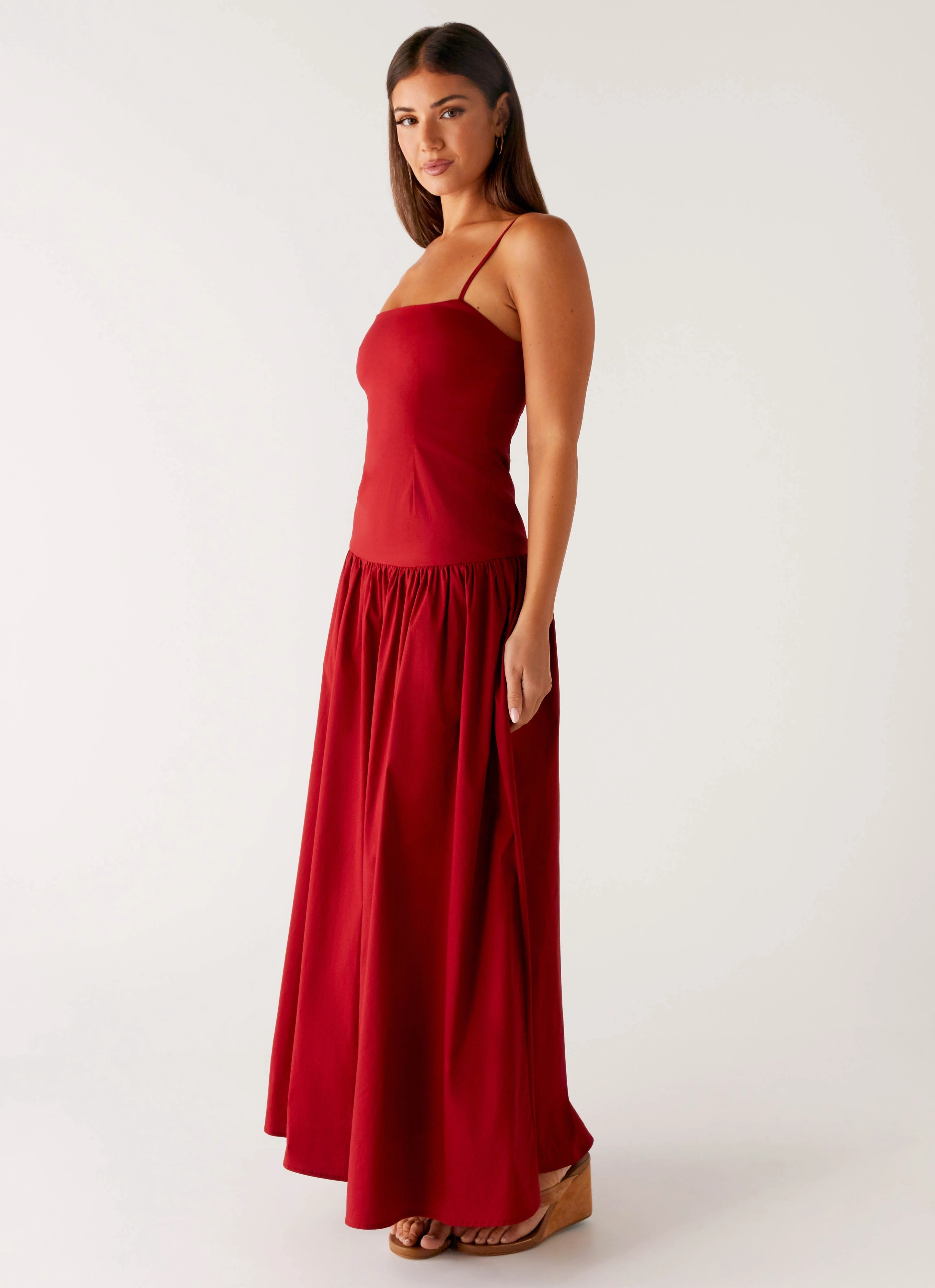 Vince Cami Maxi Dress - Deep Red Flare Breeze Subtle Edge