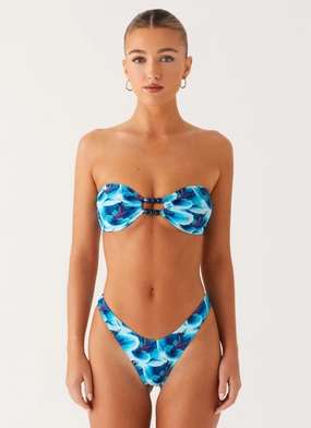 Coastal Escape Cuba Bikini Bottoms - Turquoise Floral
