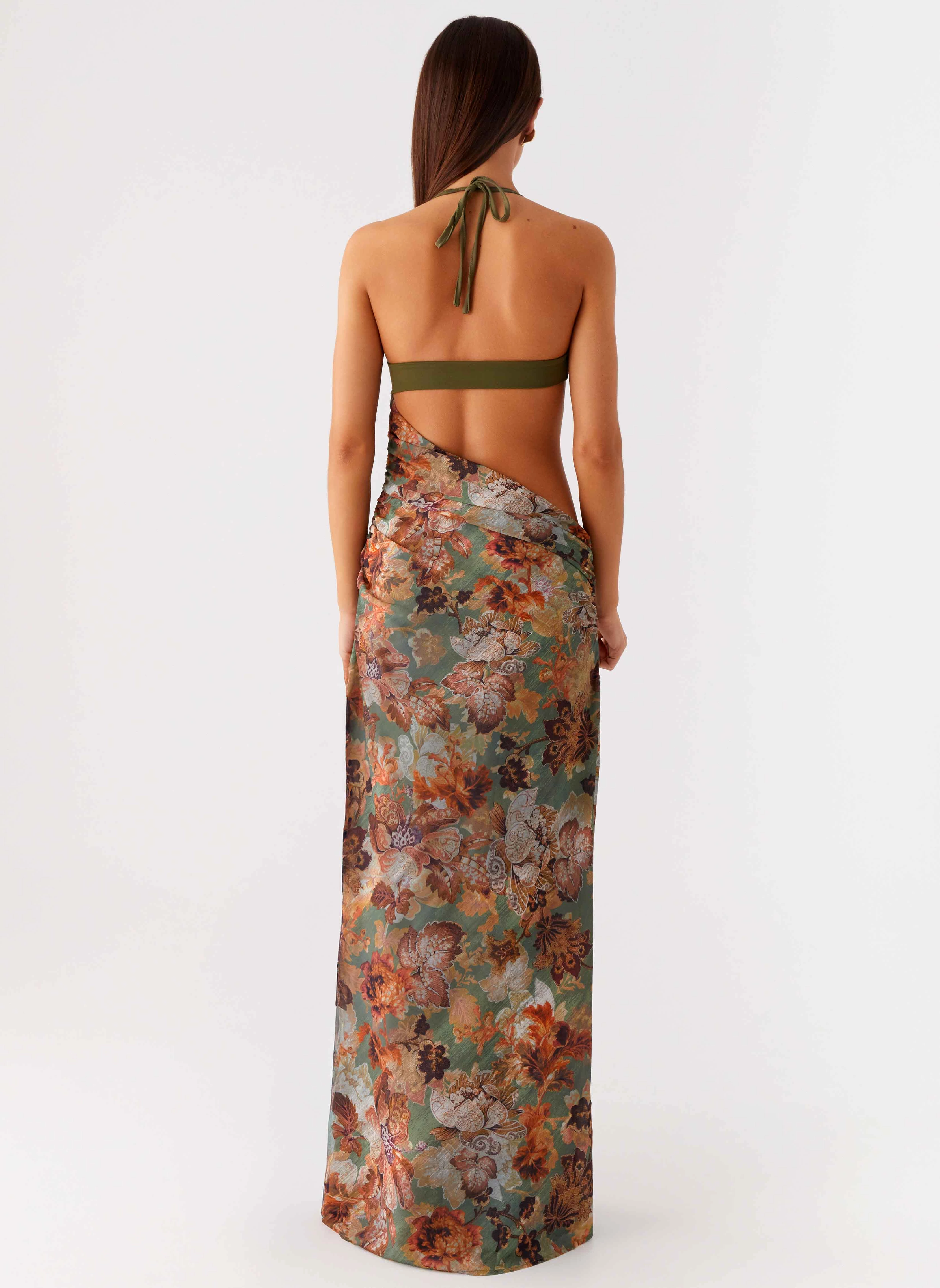 Overgrown Maxi Dress - Vintage Blossom Boat-Neck Flattering Shape Design