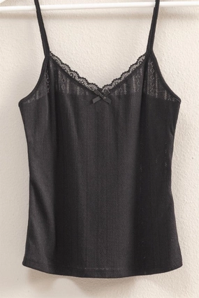 Janet Picot Trim Knit Snug Fit Cami Top Color - coordinated