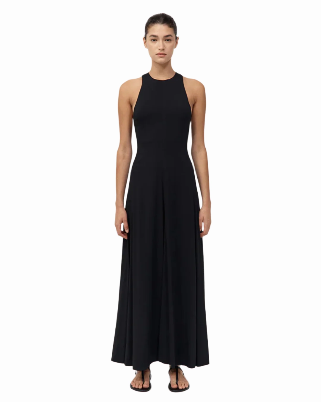 Cut Away Maxi Dress in Black Elegant Cut
