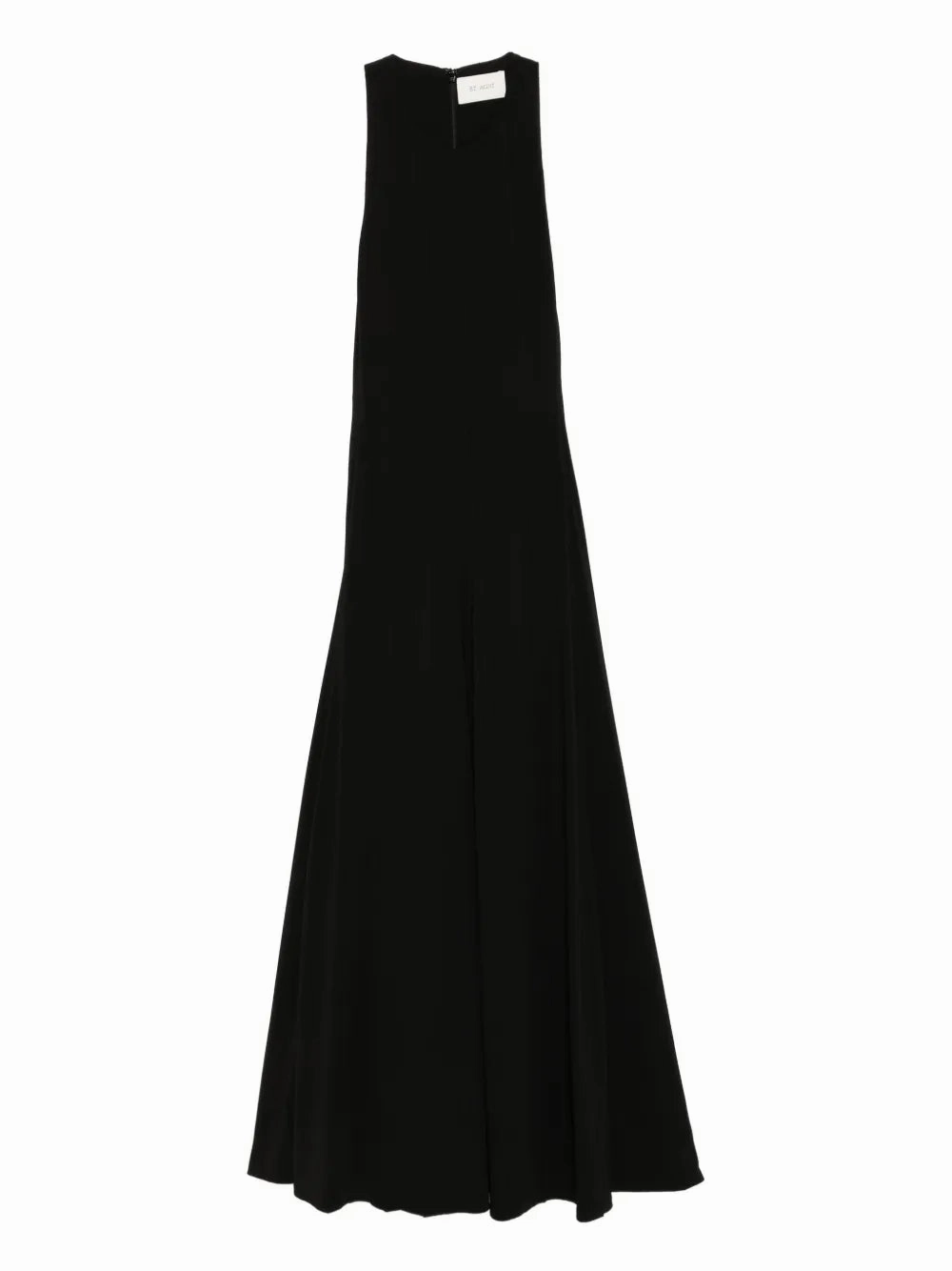 Cut Away Maxi Dress in Black Breathable Material Elegant Layer