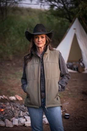 Stretchable Fabric STS Ranchwear Womens Weston Vest Olive Poly/Spandex Fleece Vest