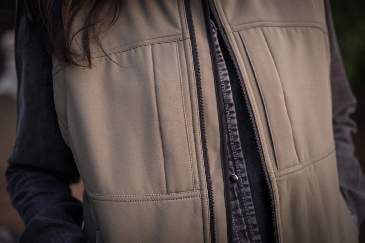 Sun Protective Fabric STS Ranchwear Womens Weston Vest Olive Poly/Spandex Fleece Vest