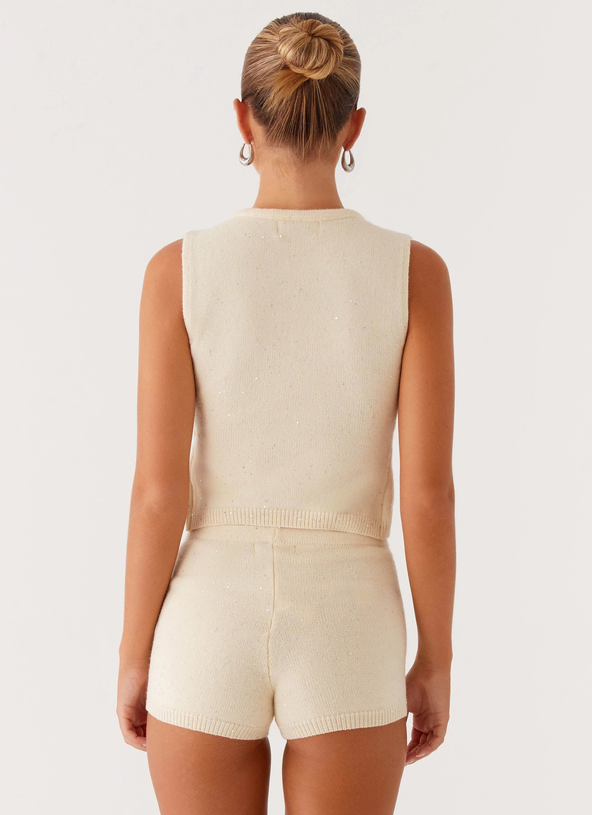 HiddenVentilationPockets EcoFriendlyMaterial Ownley Sequin Knit Top - Ivory