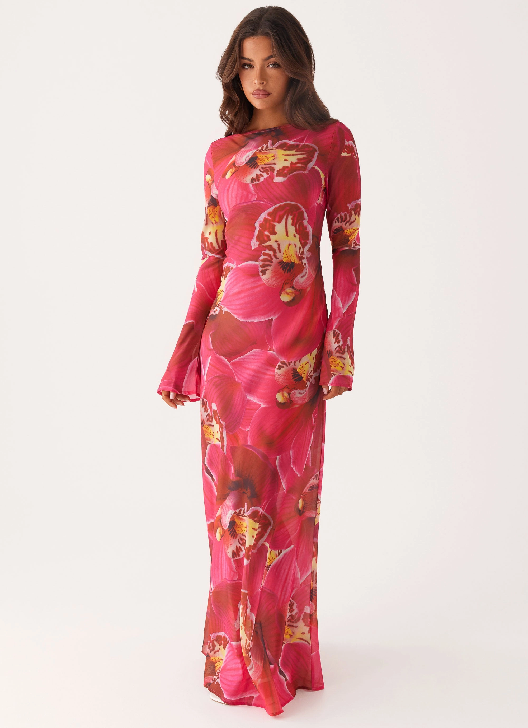 Wool-Blend Playful Cut Lorde Maxi Dress - Orchid Pink