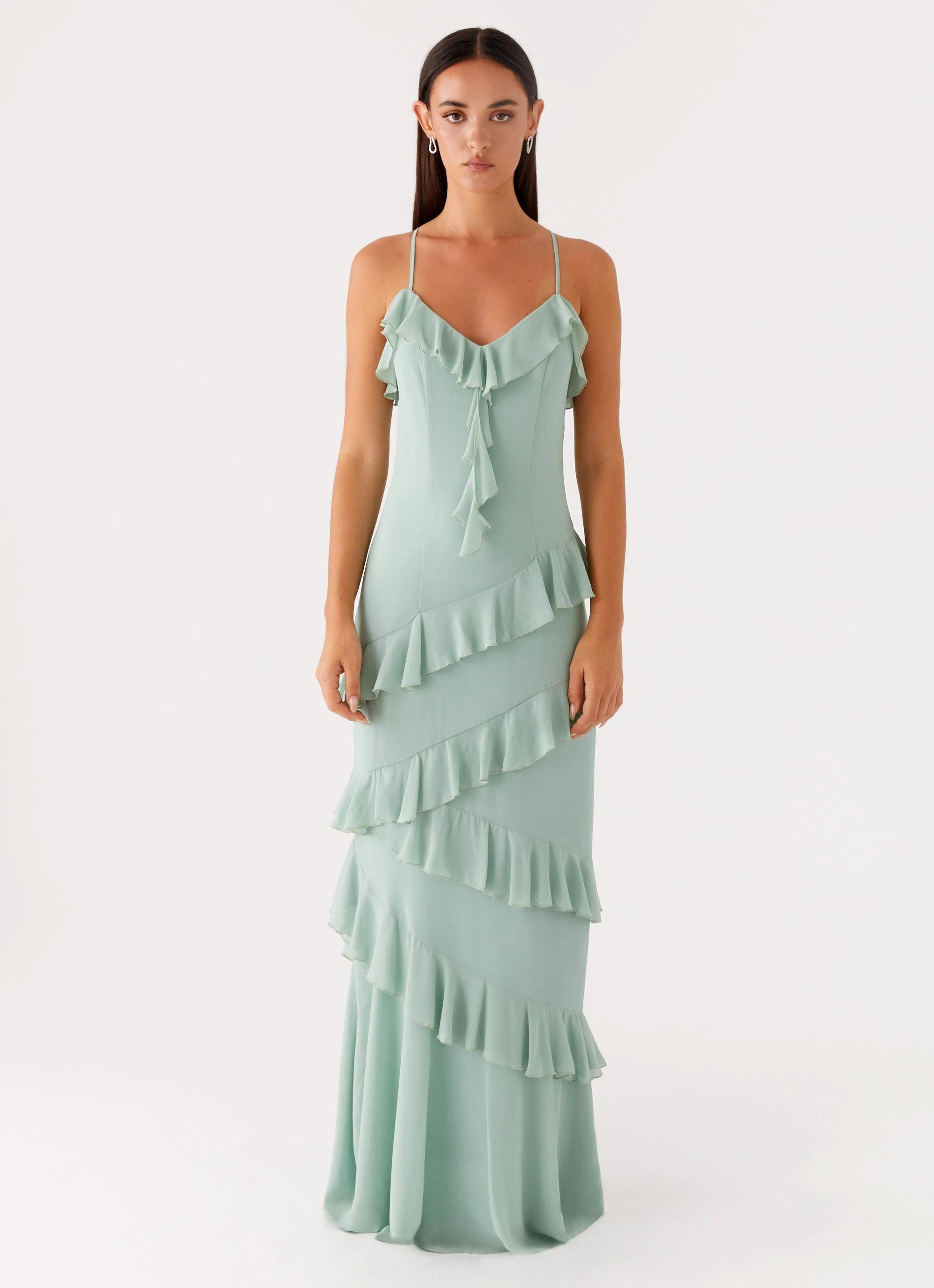 Country Club Maxi Dress - Sage Flattering and Effortless Sleek Movement