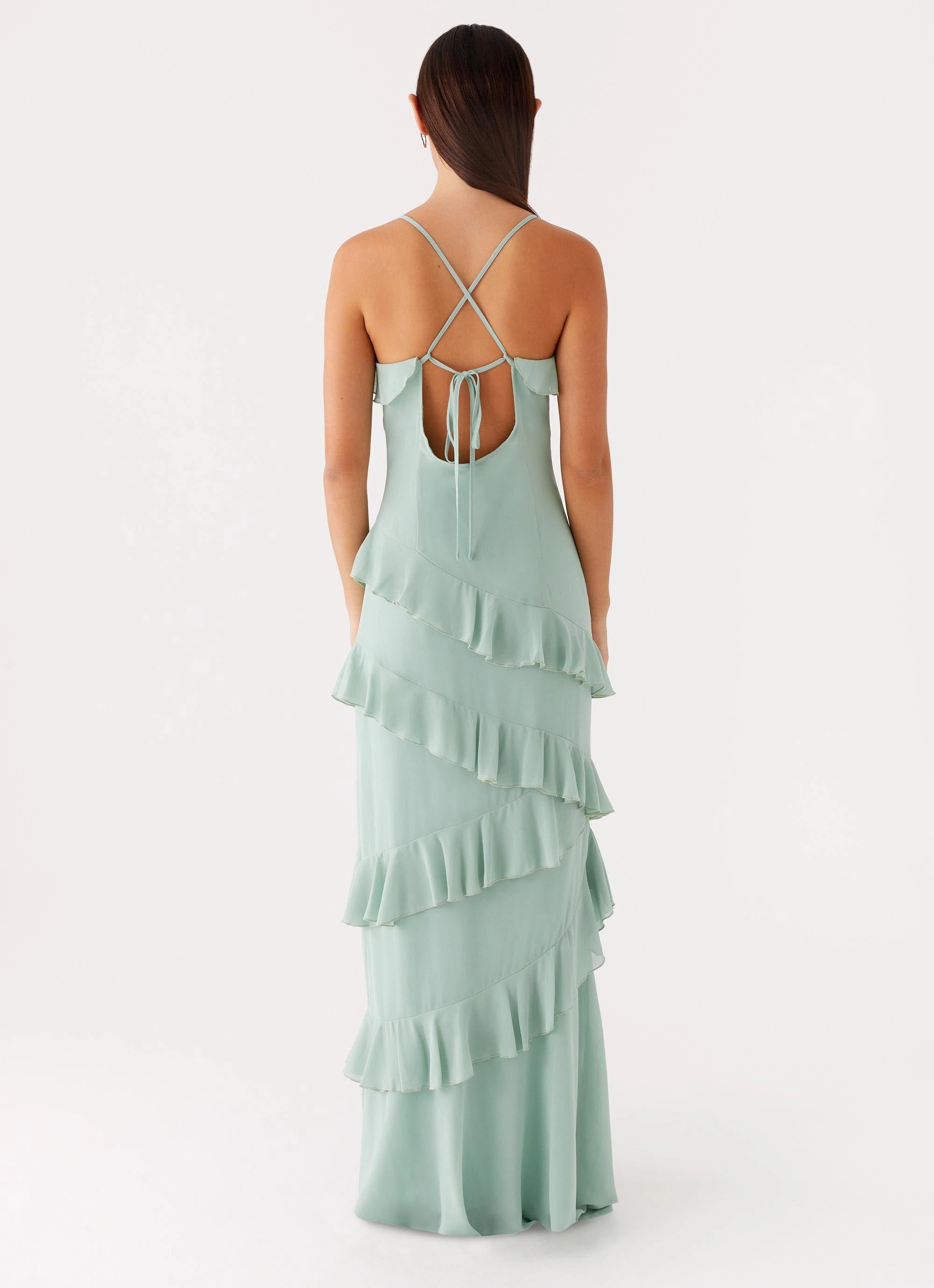 Light Sheen Cozy Texture Country Club Maxi Dress - Sage